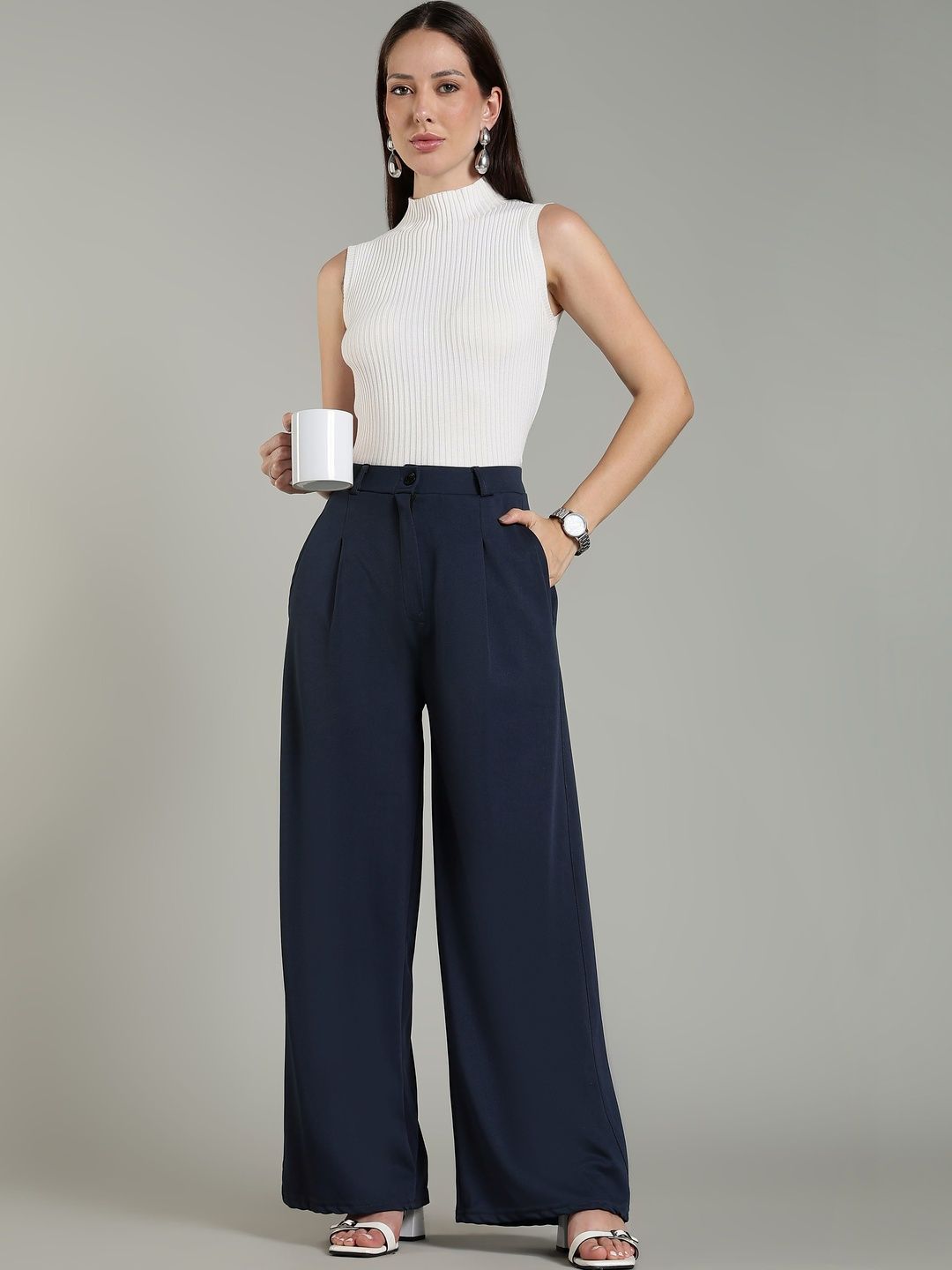 SZN Women Relaxed Easy Wash Pleated Trousers-picture-36
