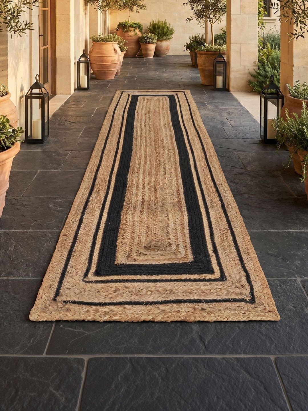 ASTERLANE Brown Striped Handmade Cotton Carpet-picture-16