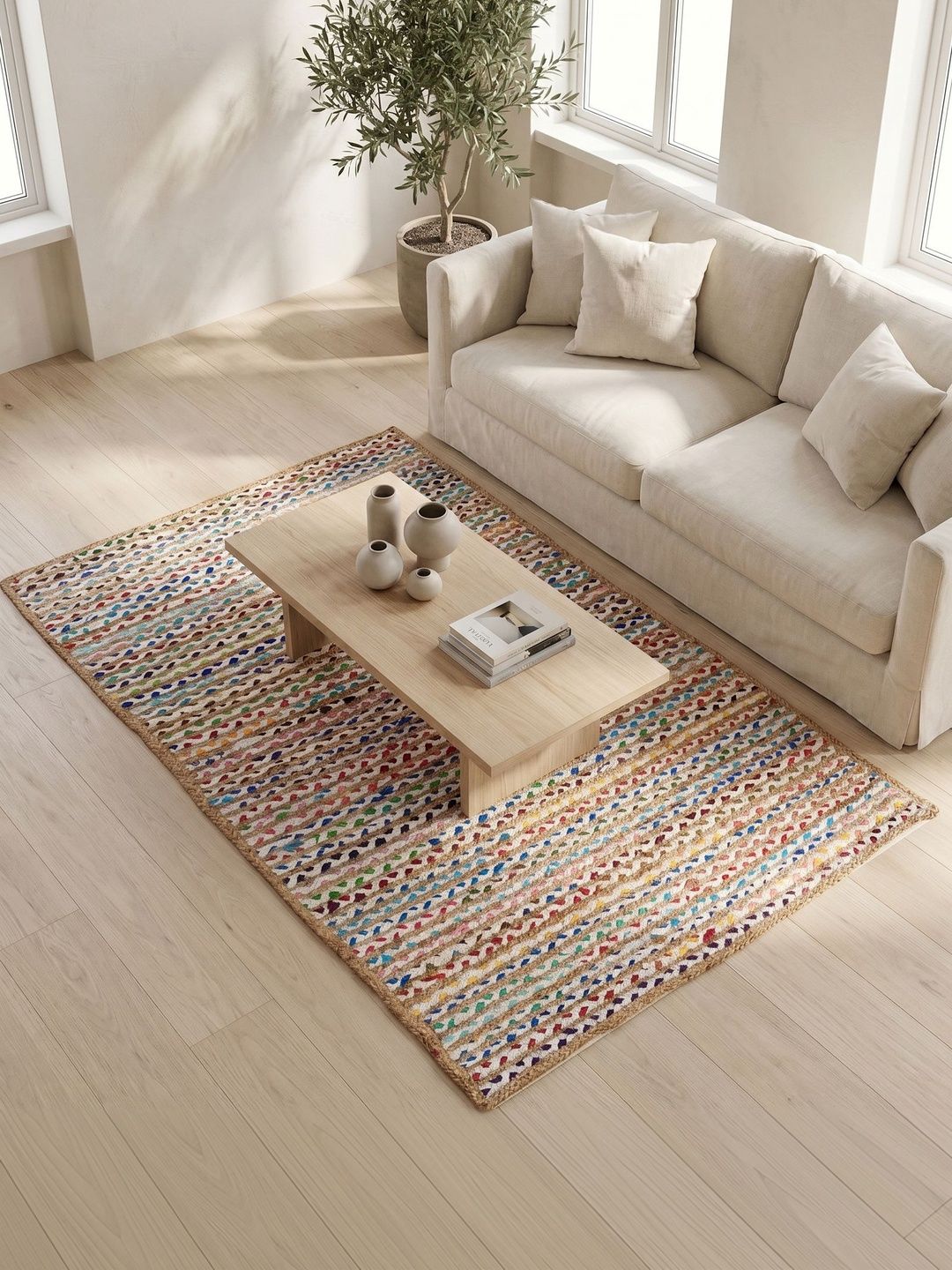 ASTERLANE Brown Abstract Handmade Cotton Carpet-picture-17