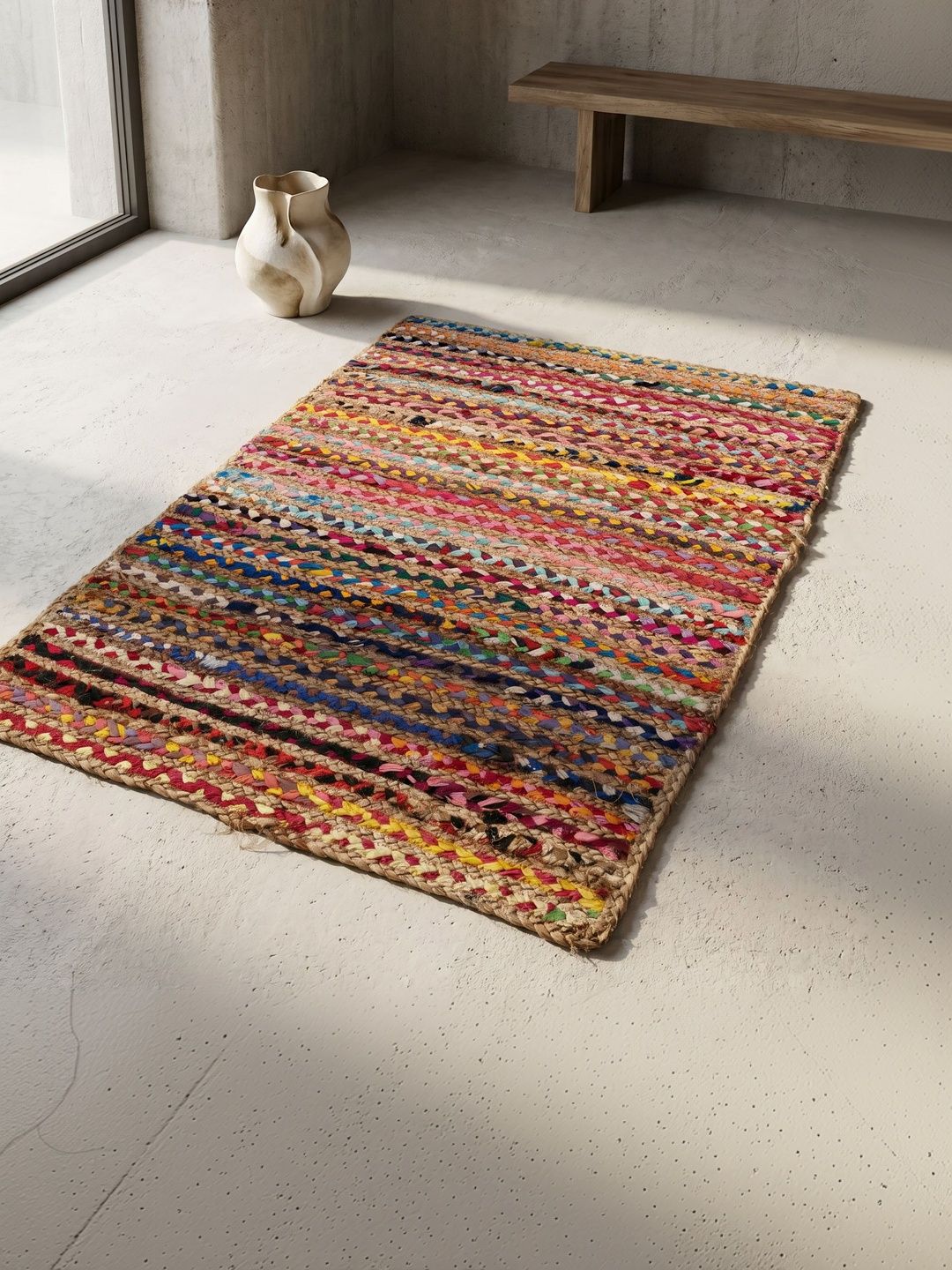 ASTERLANE Brown Colourblocked Handmade Cotton Carpet-picture-40