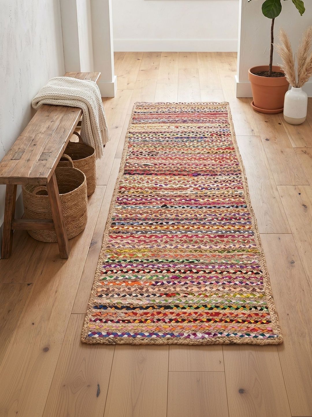 ASTERLANE Brown Striped Handmade Cotton Carpet-picture-29