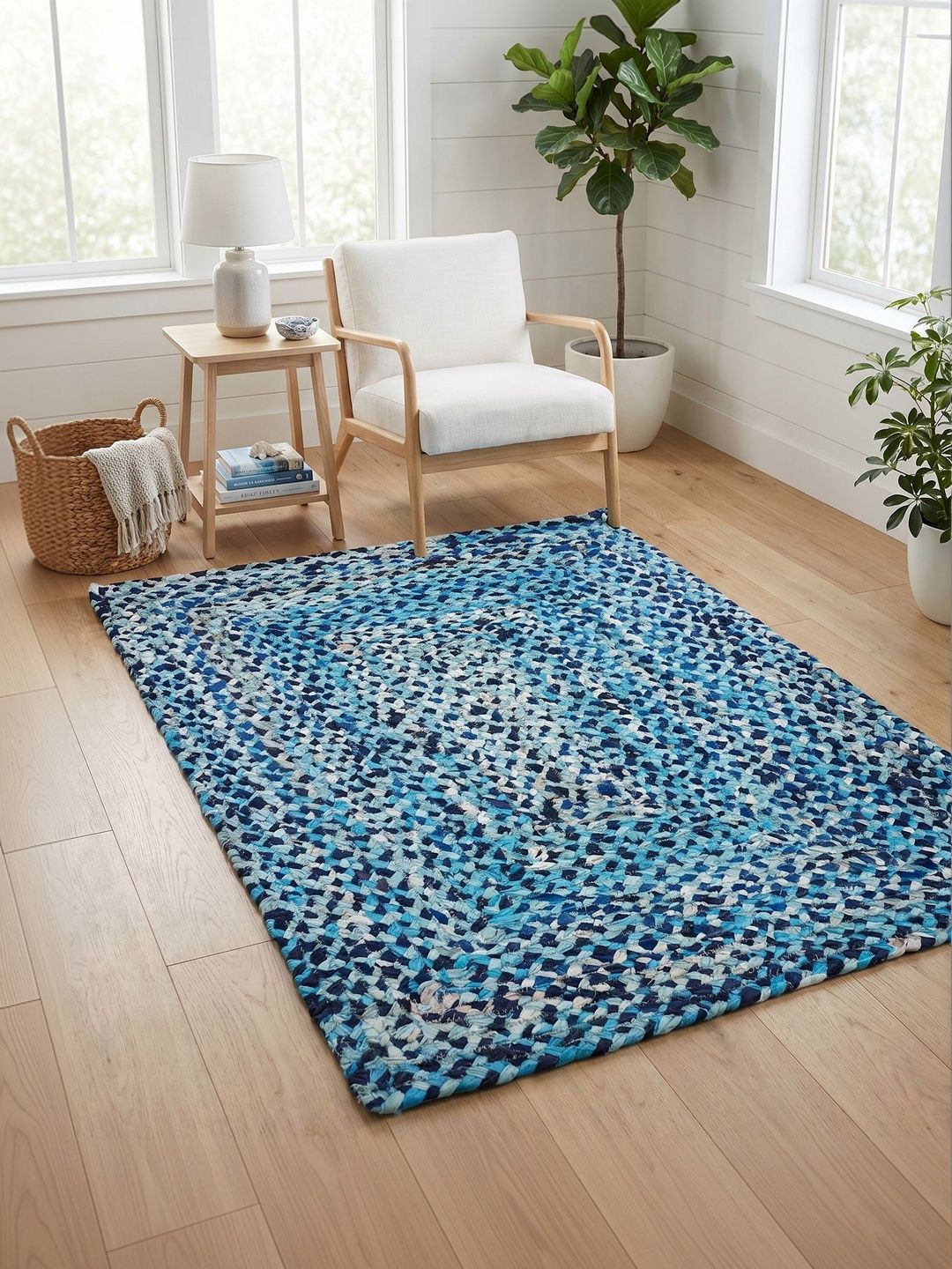 ASTERLANE Blue Abstract Handmade Cotton Carpet-picture-20