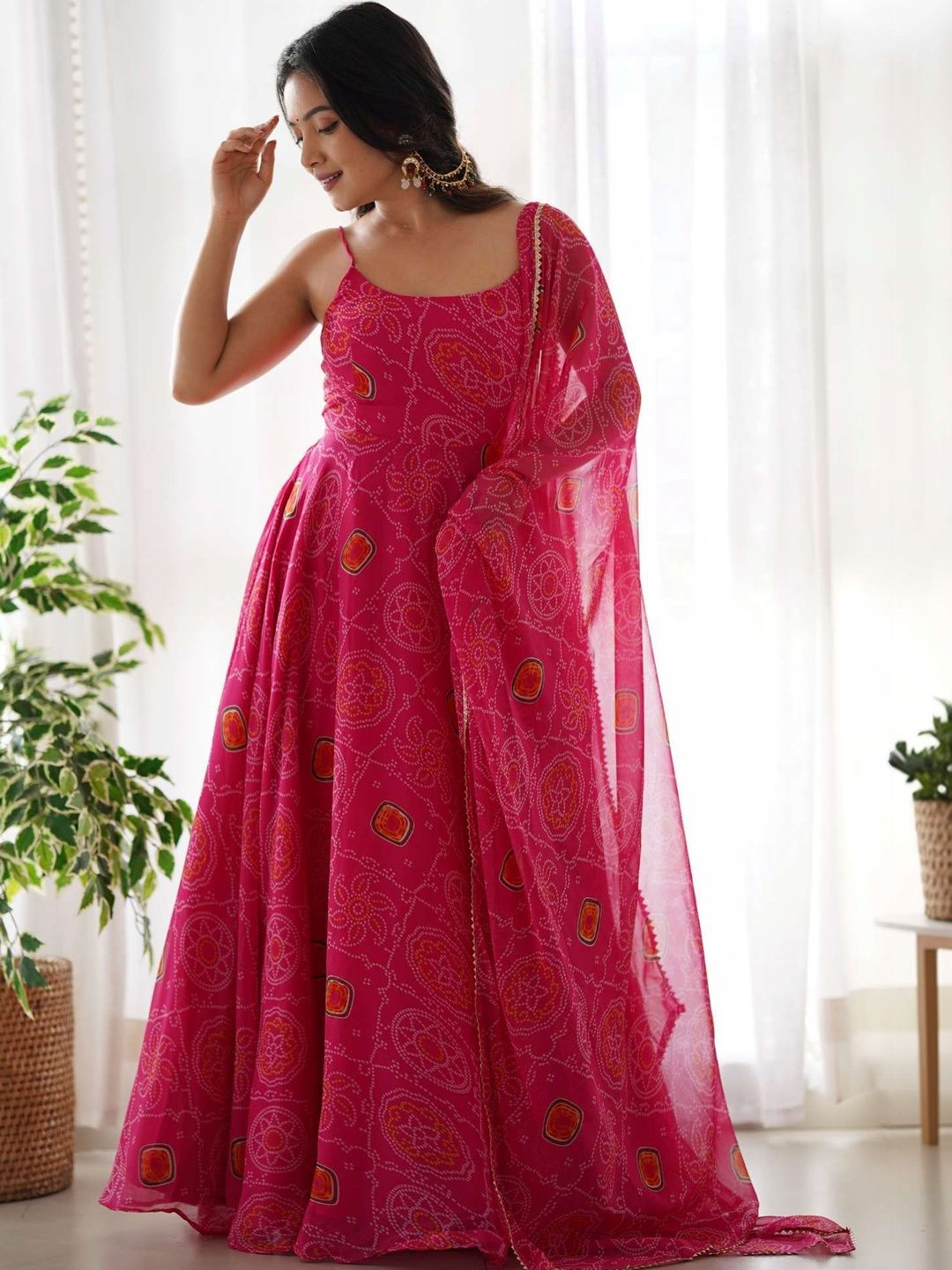 JOOZO WEAR Women Ethnic Motifs Printed Regular Silk Chiffon Kurta with Palazzos & With Dupatta