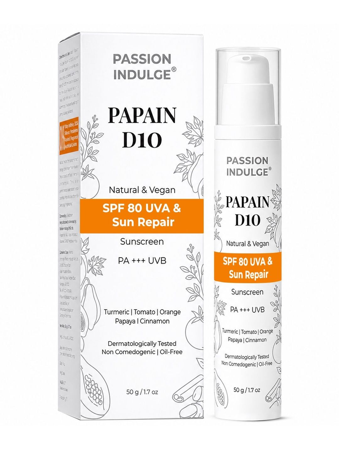 Passion Indulge Papain D10 SPF 80 PA++++ Sunscreen - 50 g-image-48