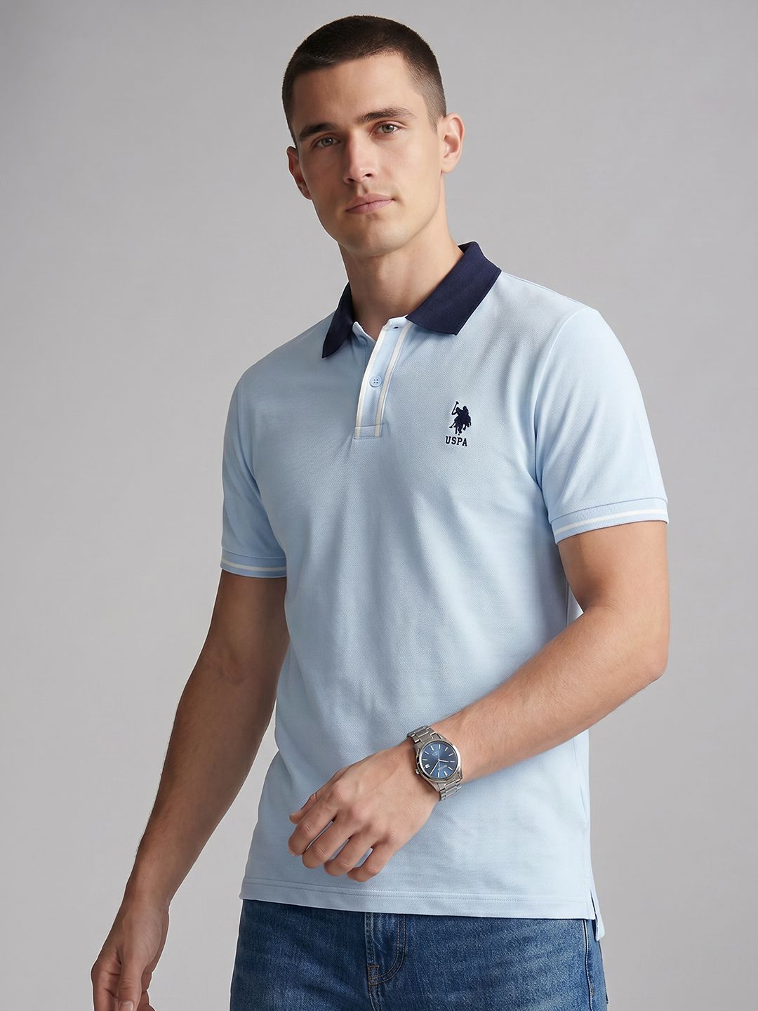 U.S. Polo Assn. Polo Collar Brand Logo Pure Cotton T-shirt-image-33