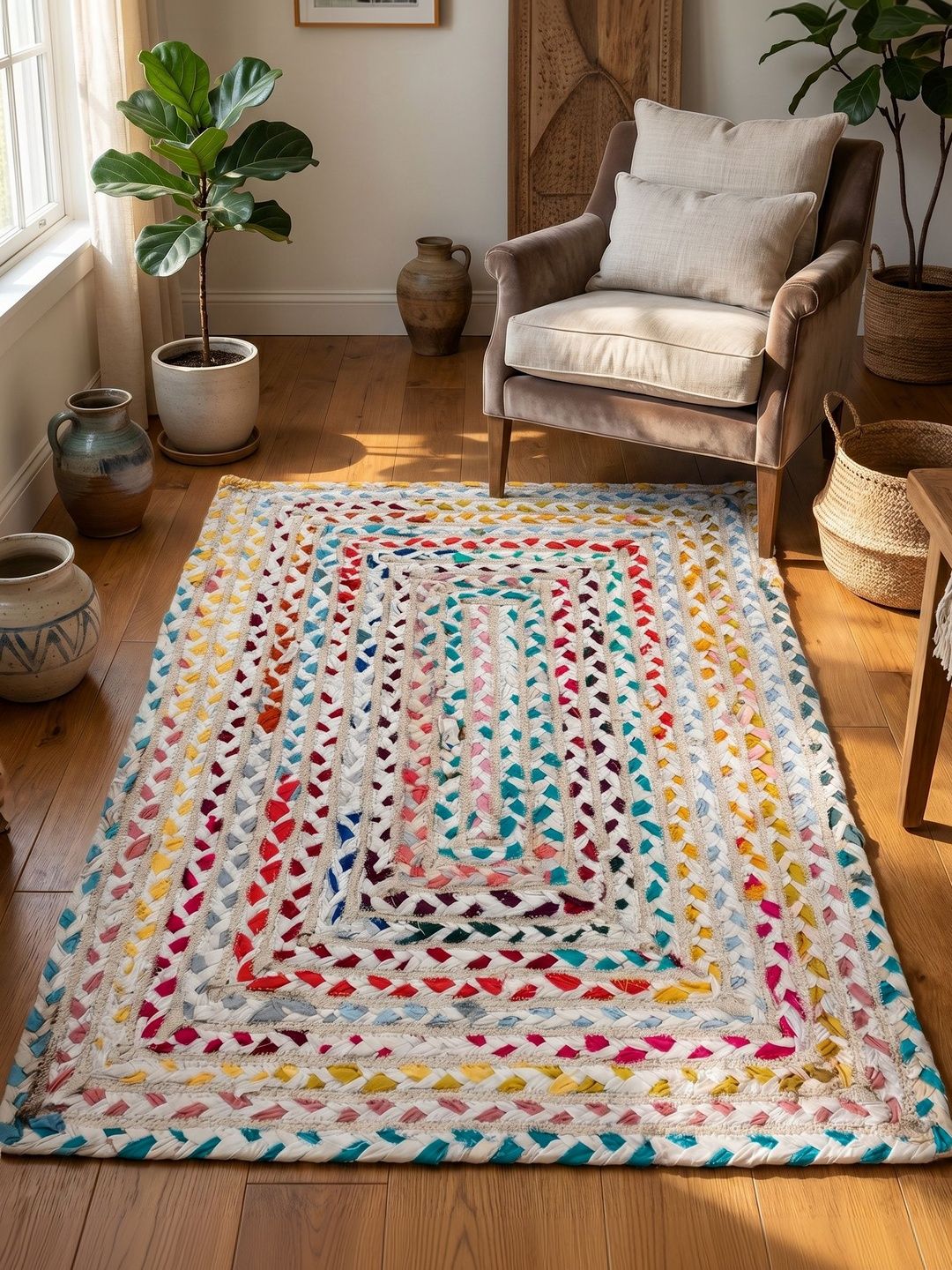 ASTERLANE White Solid Handmade Cotton Carpet-picture-22