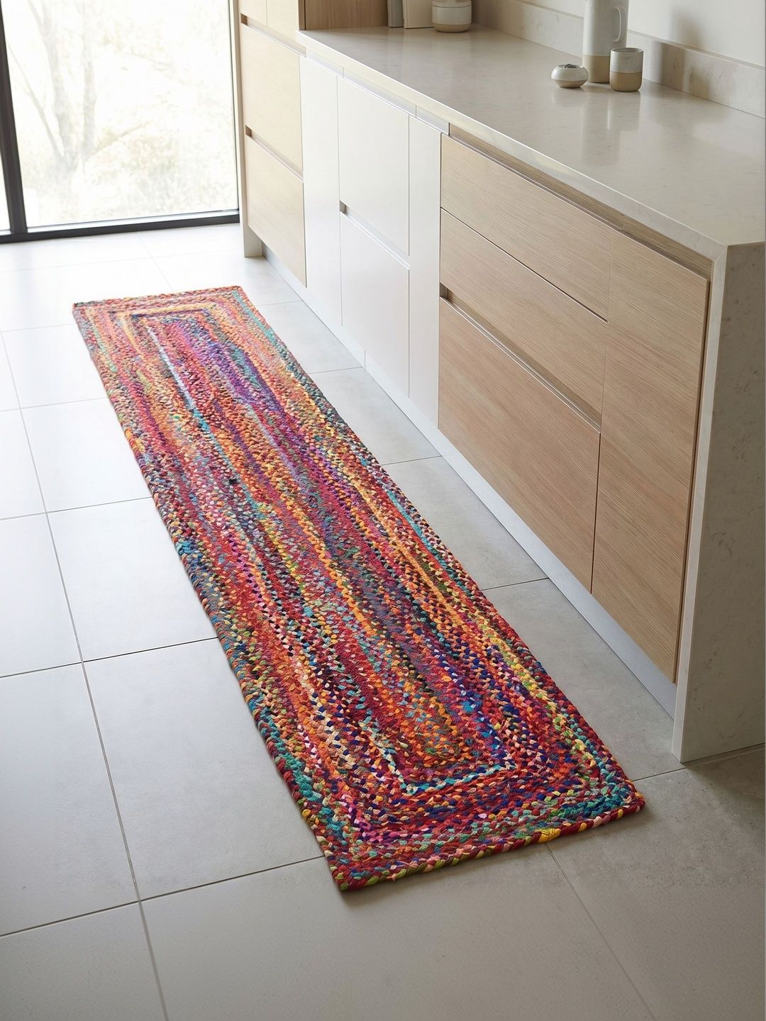 ASTERLANE Yellow Colourblocked Handmade Cotton Carpet-picture-32