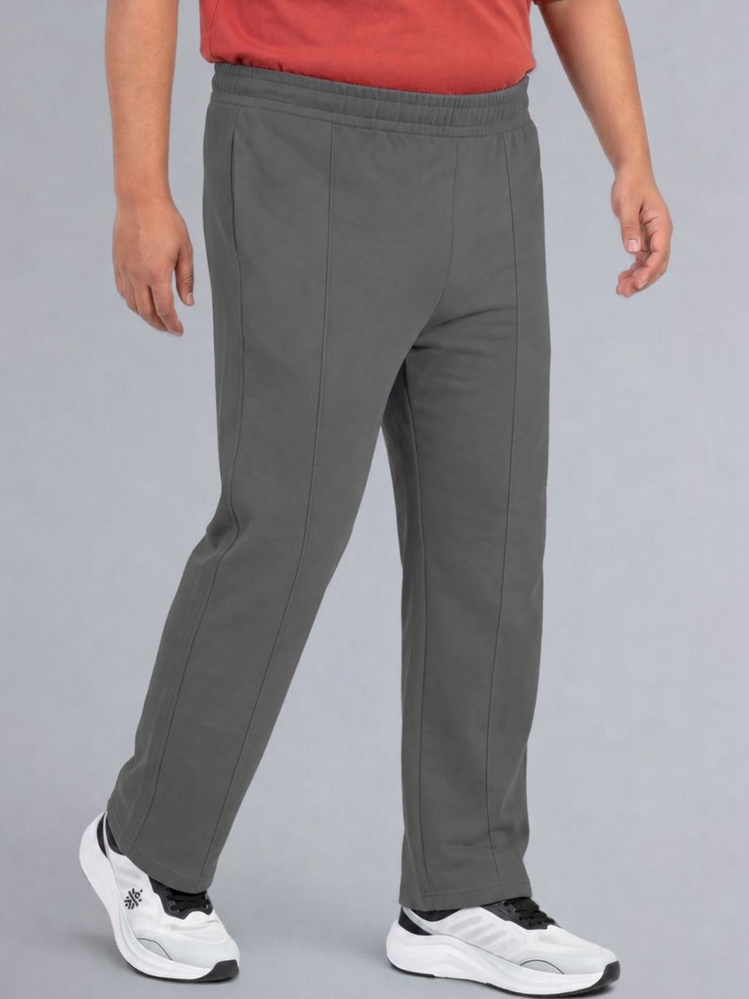 CULT Men's Grey All Day Play Plus Size Straight Fit Trackpants-image-8