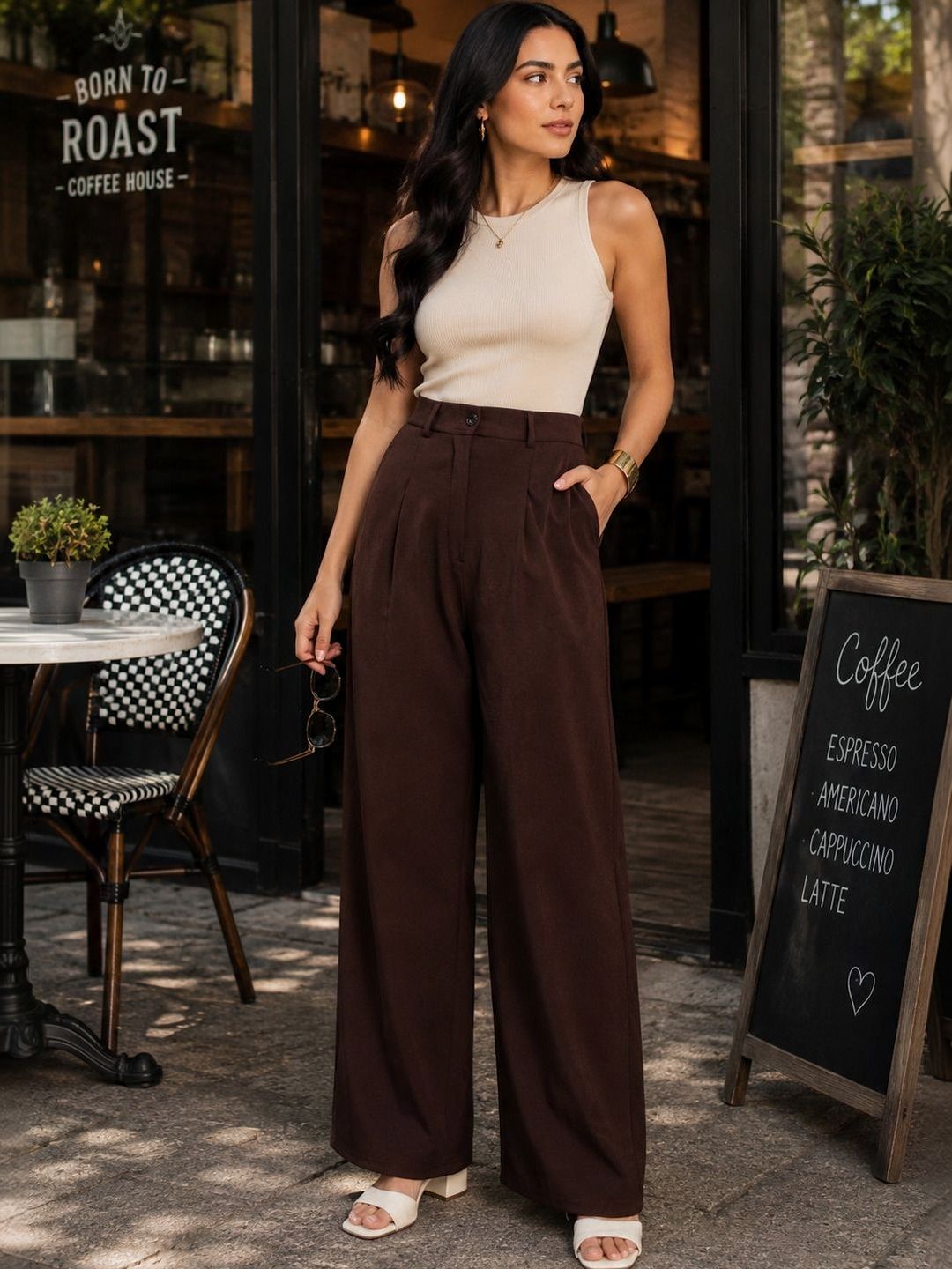 HERE&NOW Women Relaxed Easy Wash Pleated Trousers-picture-40