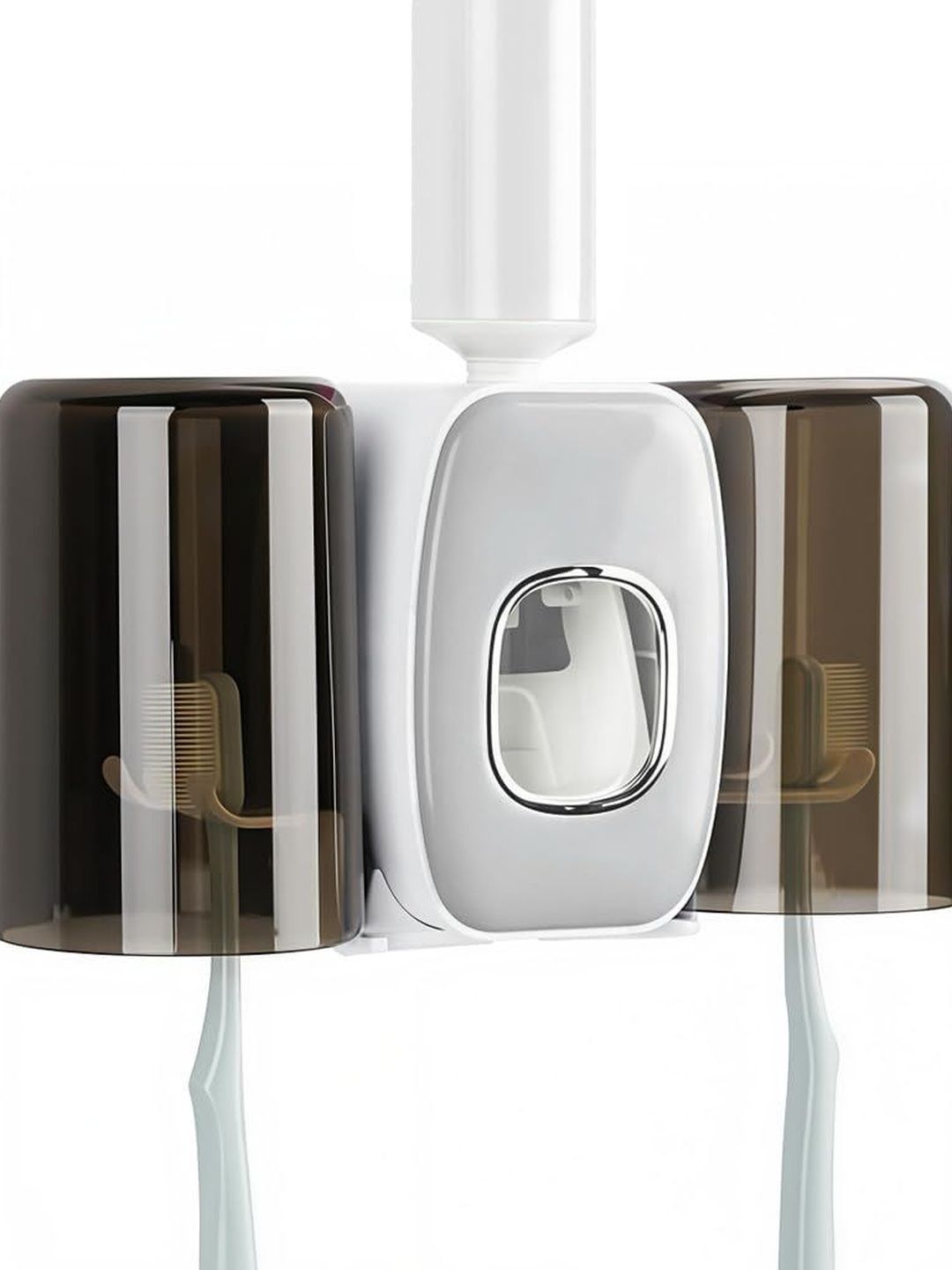 MAYCREATE White & Grey 4 piece Solid Plastic Bath Accessories Set-image-15