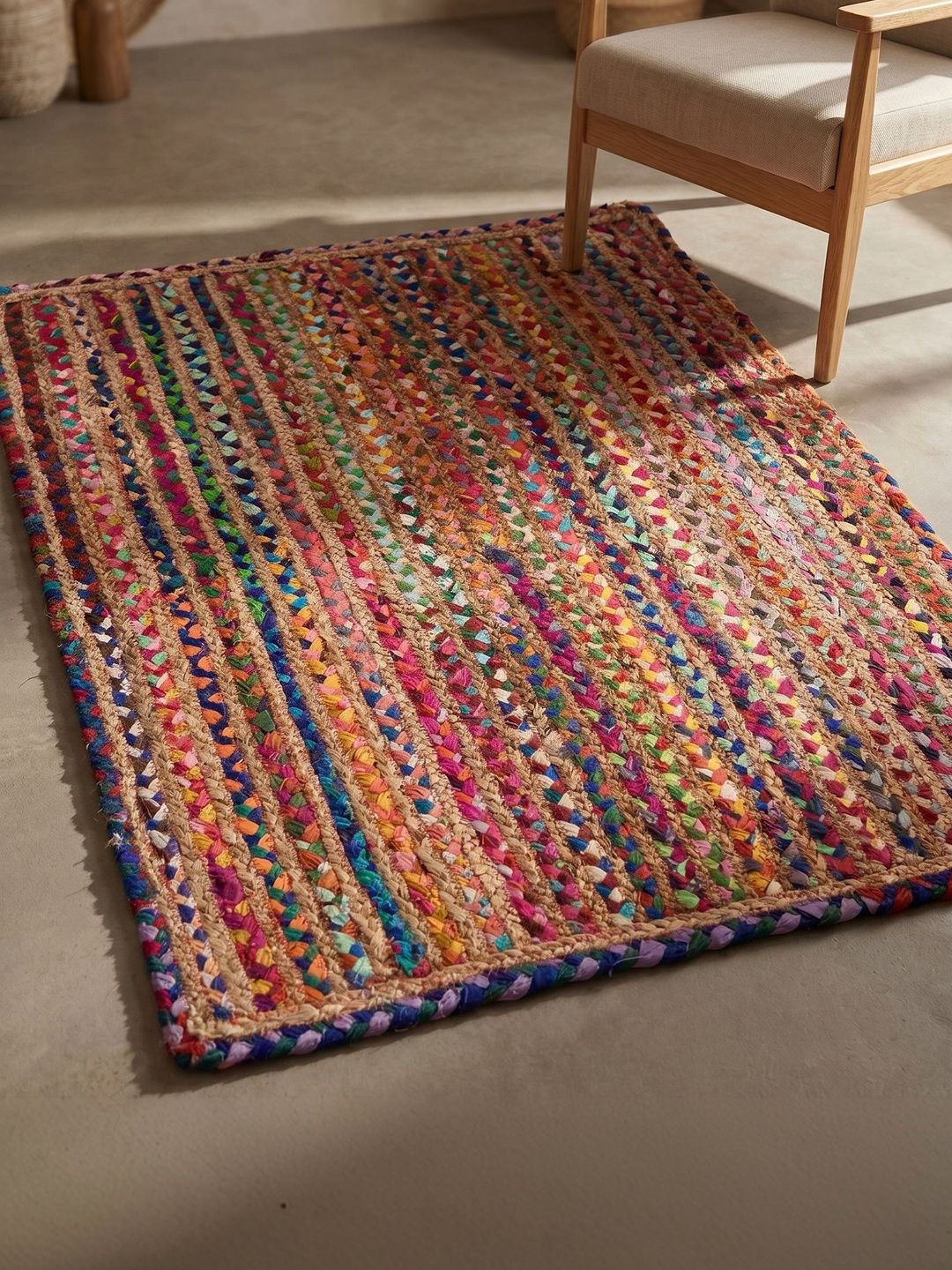 ASTERLANE Brown Colourblocked Handmade Cotton Carpet-picture-37