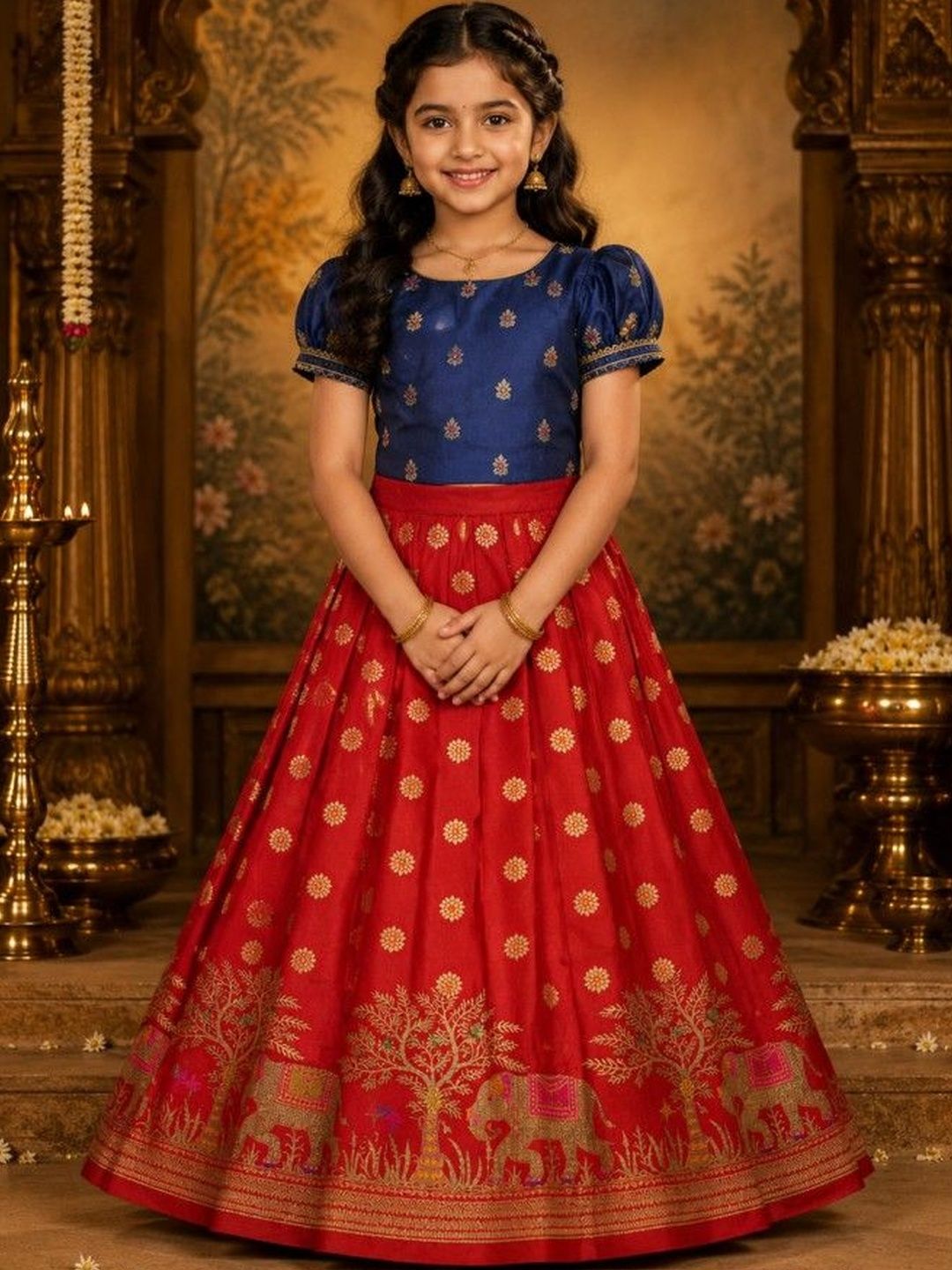 amzira Girls Embroidered Ready to Wear Lehenga &-picture-42