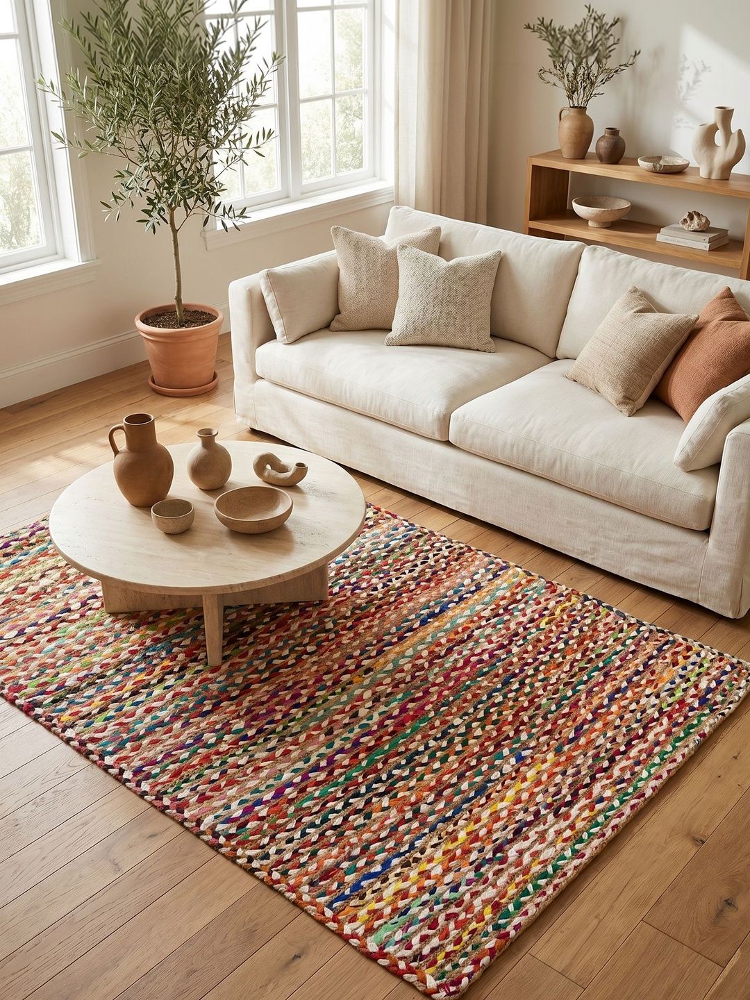 ASTERLANE Brown Abstract Handmade Cotton Carpet-picture-16