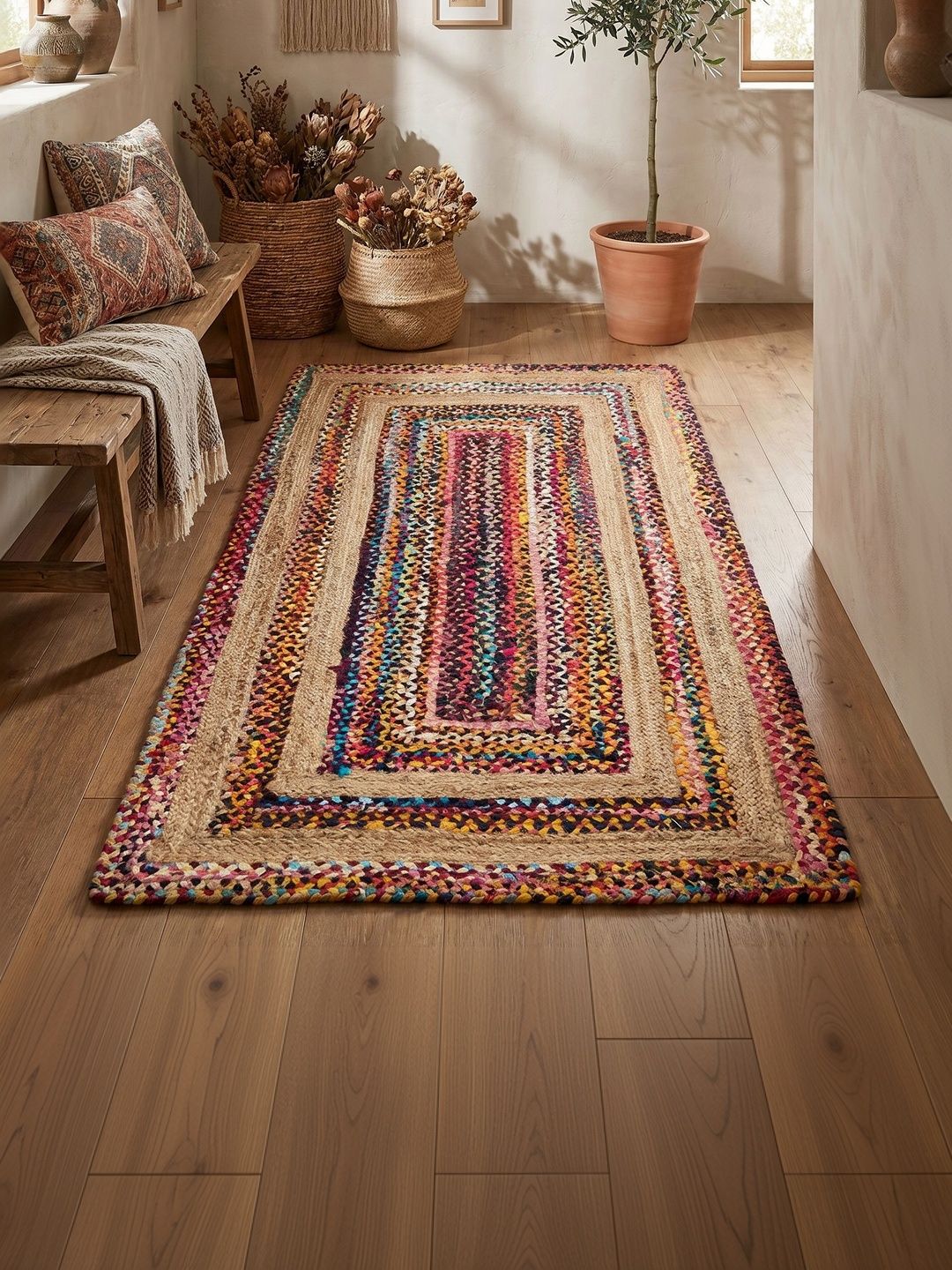ASTERLANE Brown Colourblocked Handmade Cotton Carpet-picture-10