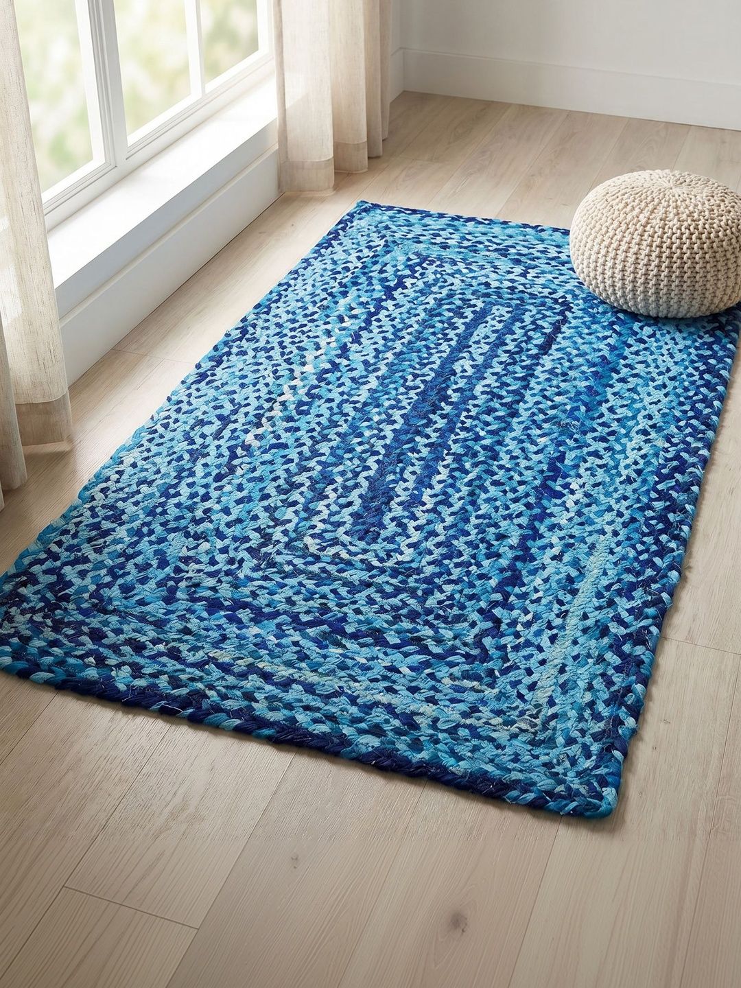 ASTERLANE Blue Abstract Handmade Cotton Carpet-picture-39
