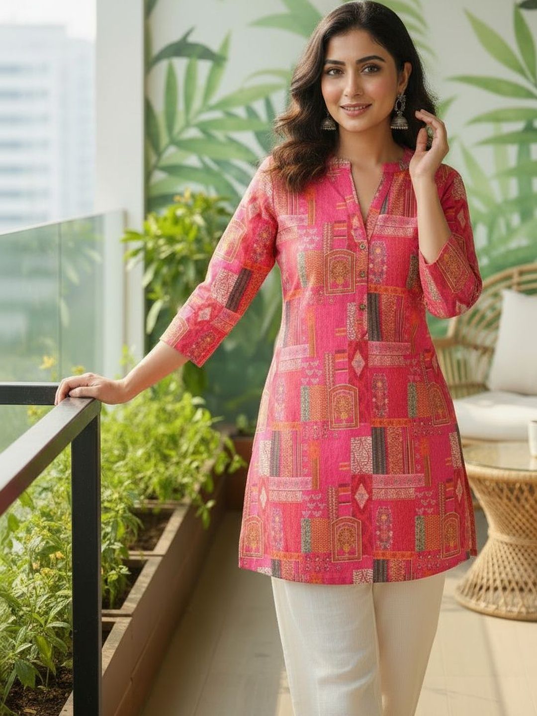Anouk Printed V-Neck Pure Cotton Blend Kurti-picture-27