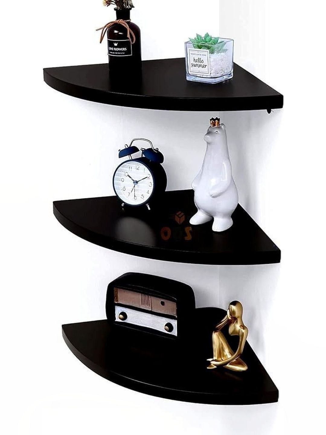 khusubh decor Black MDF Corner Wall Shelf-image-45