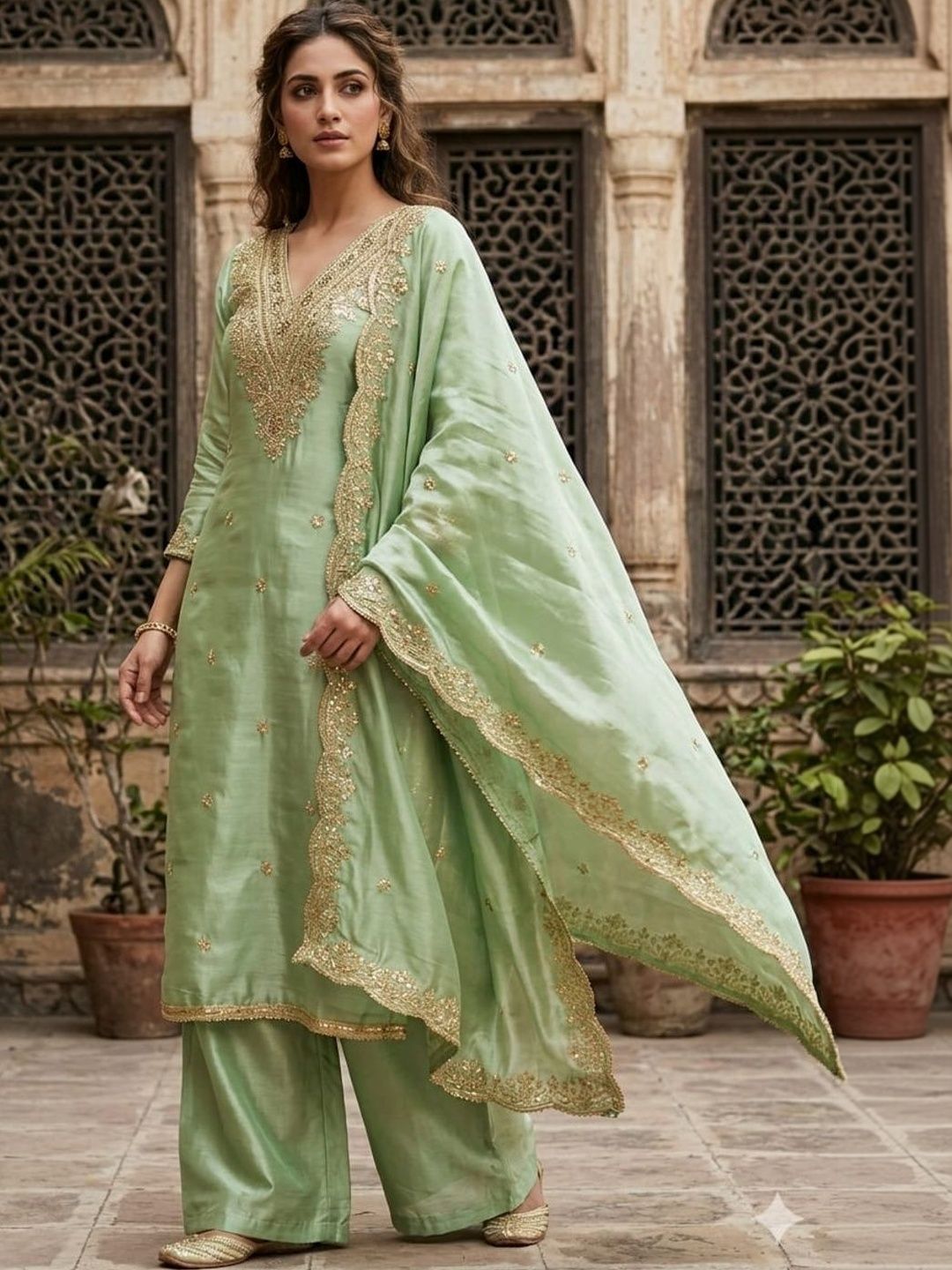 F 13 STUDIO Embroidered Zari Unstitched Dress Material-picture-37