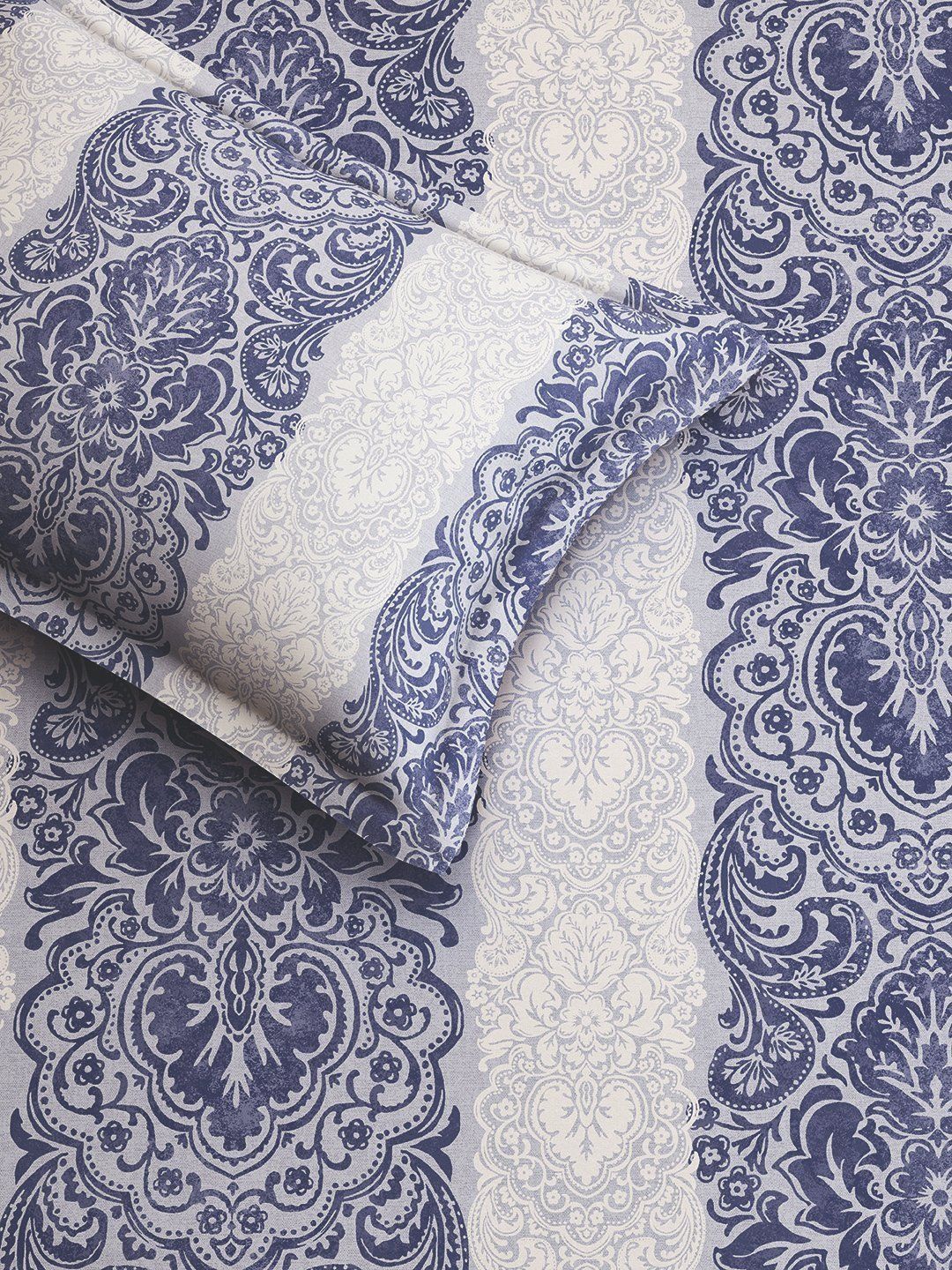 SANSAAR A DDECOR BRAND LIVE CONSCIOUSLY Blue & White Self Design Cotton 4 Piece Double King Superfine Bedding Set-image-21