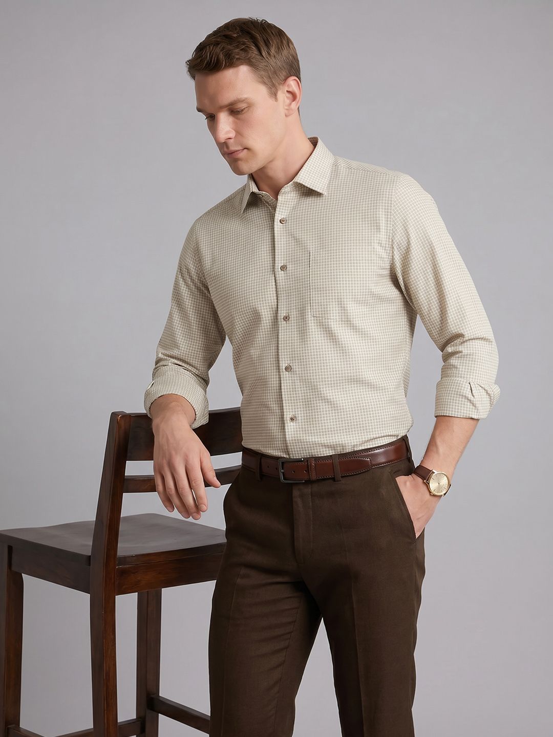 Blackberrys Checked Pure Cotton Formal Shirt