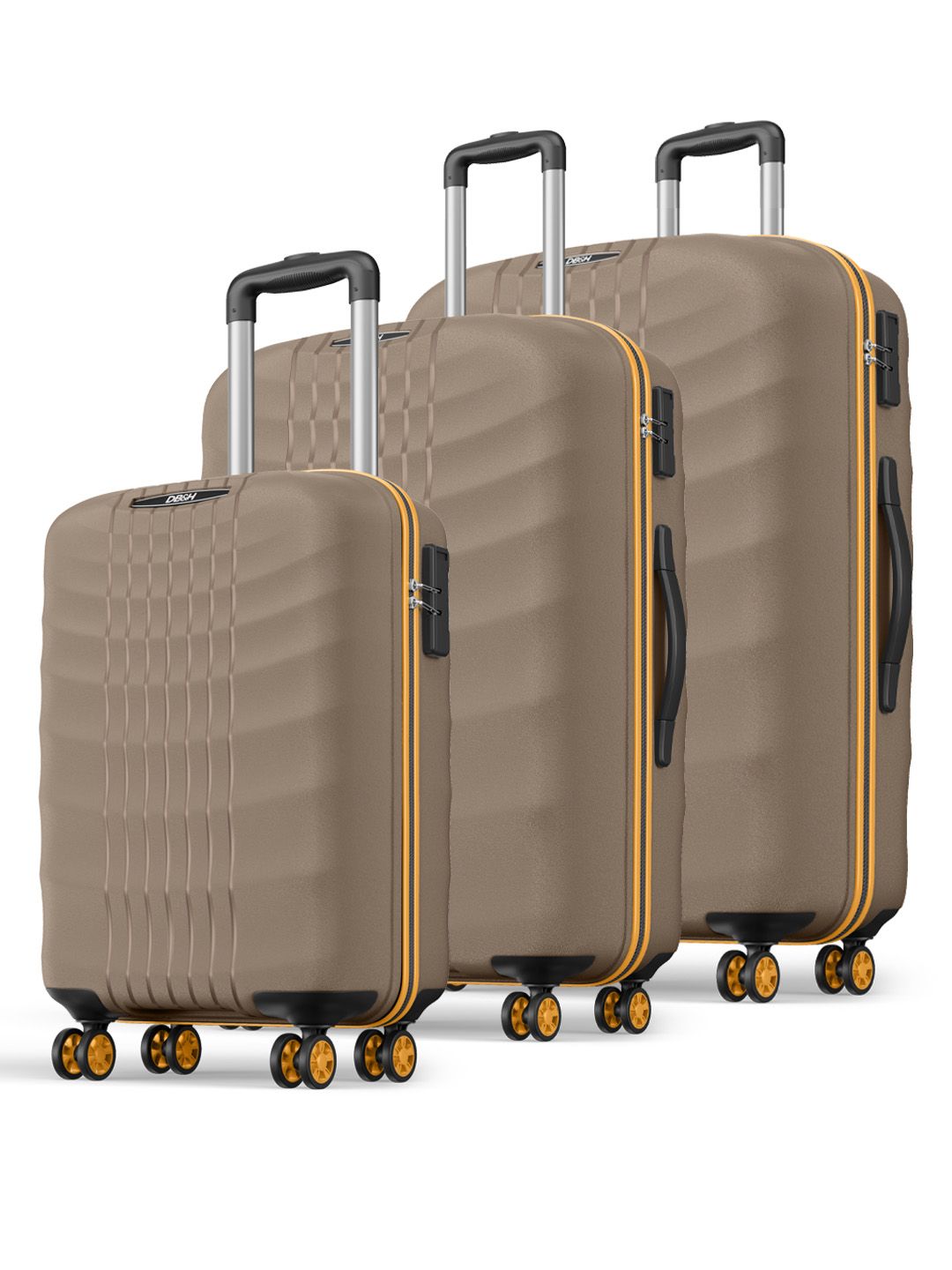 DB&H Set Of 3 Vion Textured Hard Sided Cabin, Medium & Large Suitcase - 226 L-picture-21