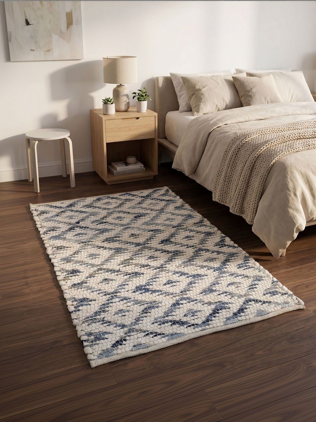 ASTERLANE White Geometric Handmade Cotton Carpet-picture-27