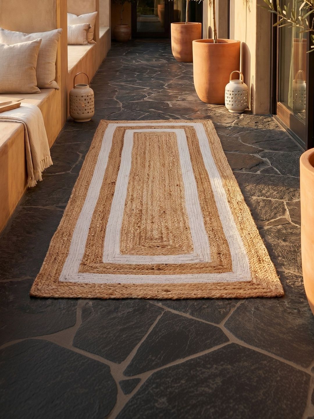 ASTERLANE Brown Striped Handmade Cotton Carpet-picture-14
