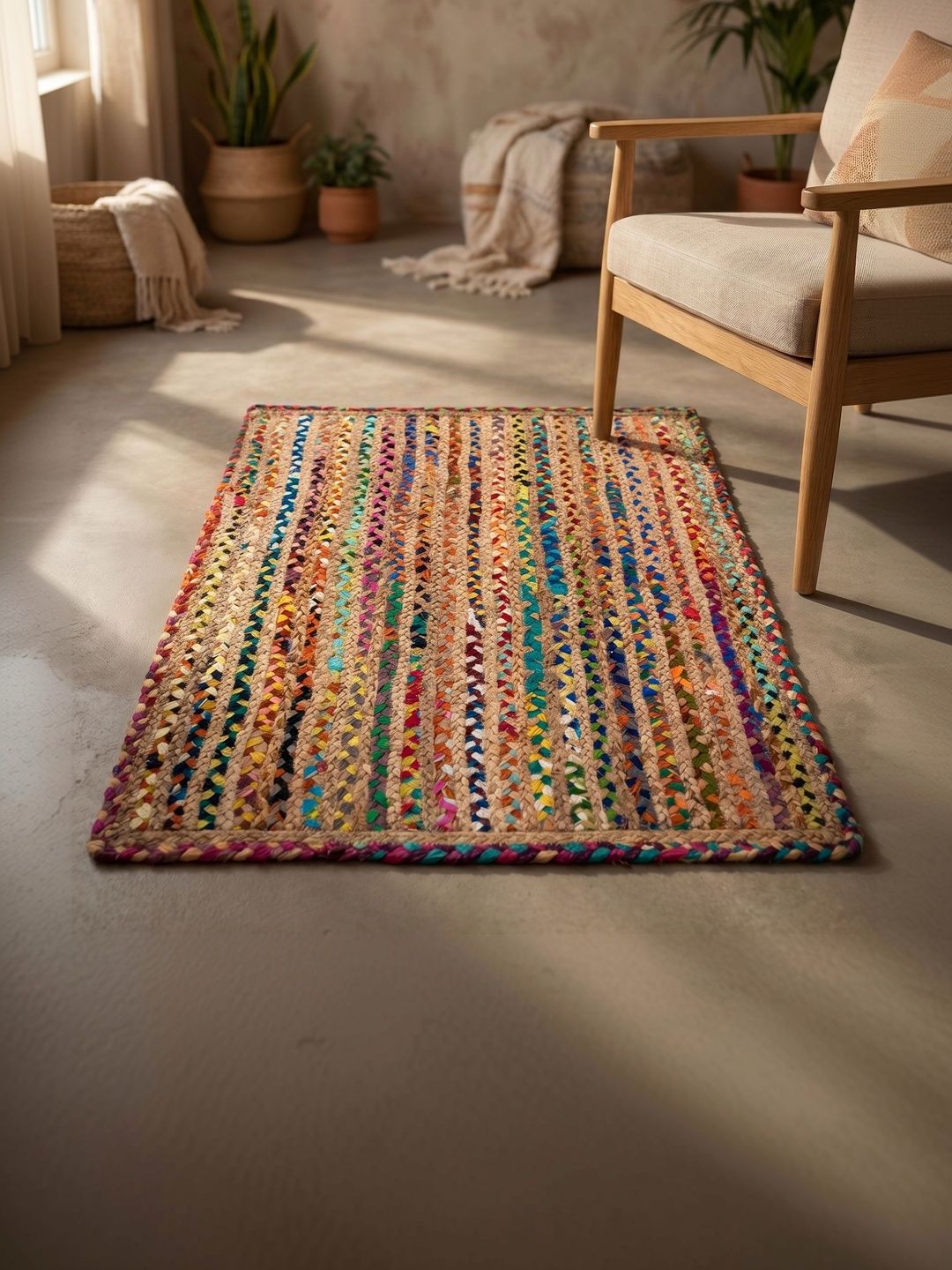 ASTERLANE Brown Striped Handmade Cotton Carpet-picture-11