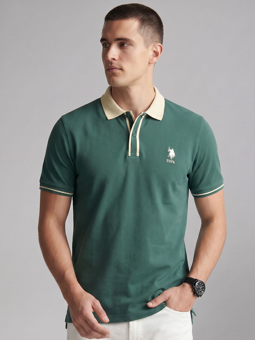 U.S. Polo Assn. U.S. Polo Assn. Polo Collar Brand Logo Pure Cotton T-shirt