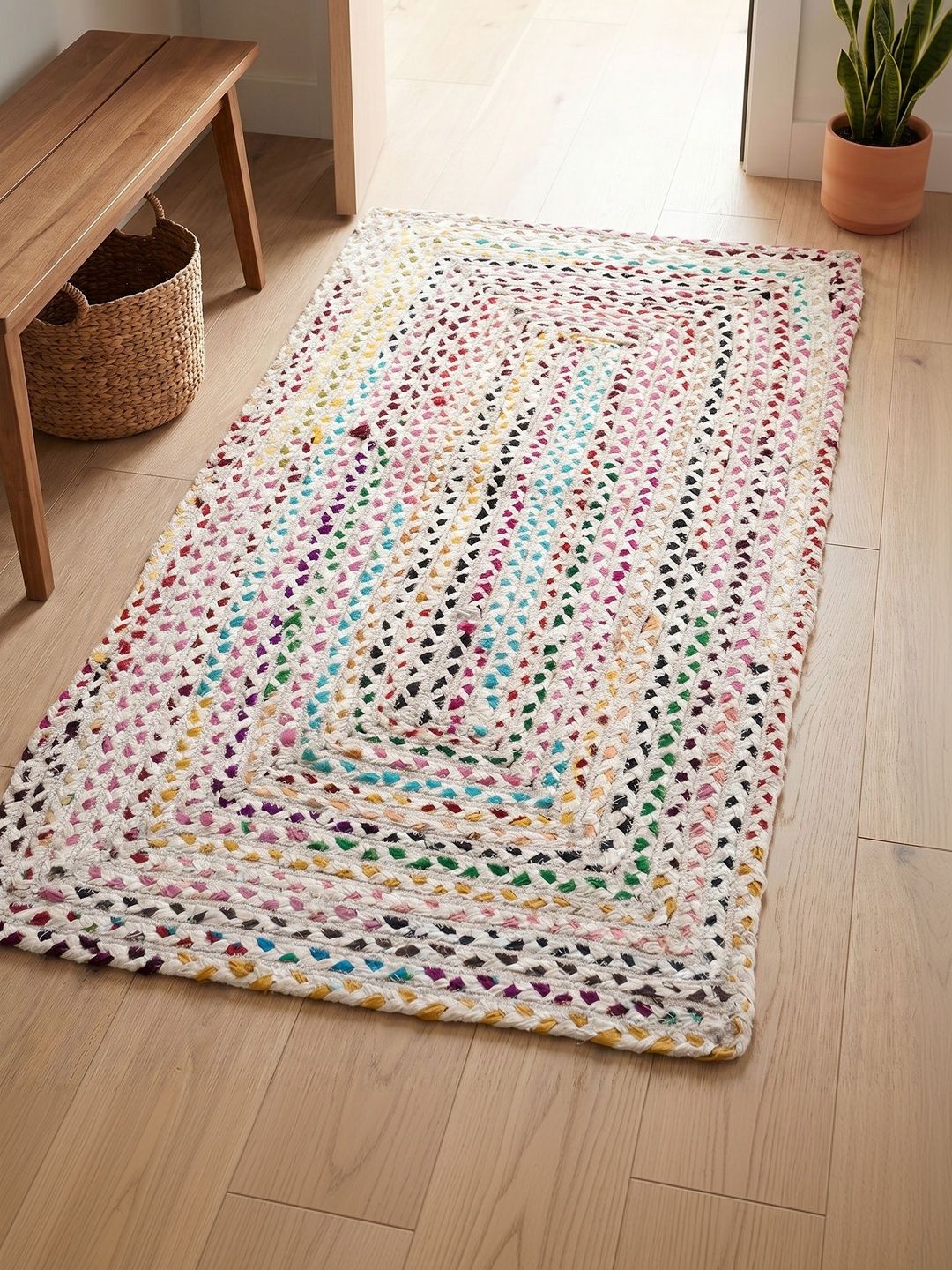 ASTERLANE White Abstract Handmade Cotton Carpet-picture-56