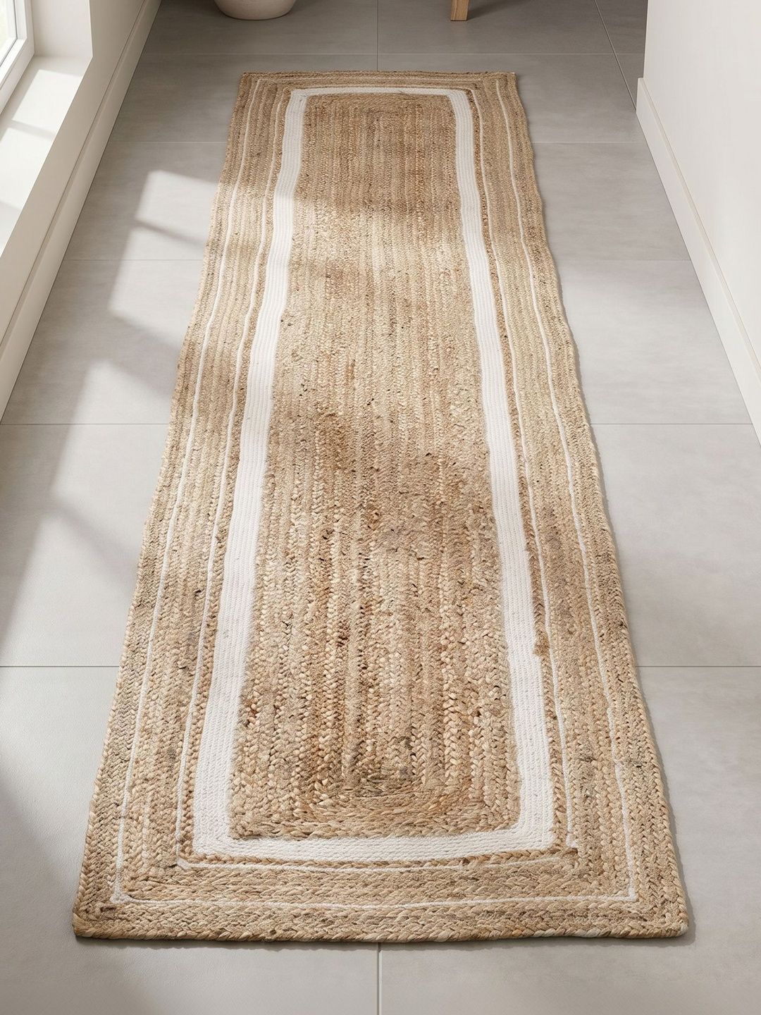 ASTERLANE Brown Striped Handmade Cotton Carpet-image-43