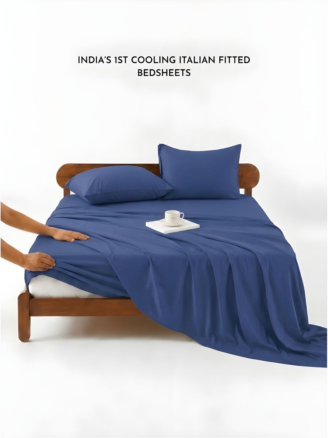 Zarf Navy Blue 350 TC King Bedsheet with 2 Pillow Covers-picture-12