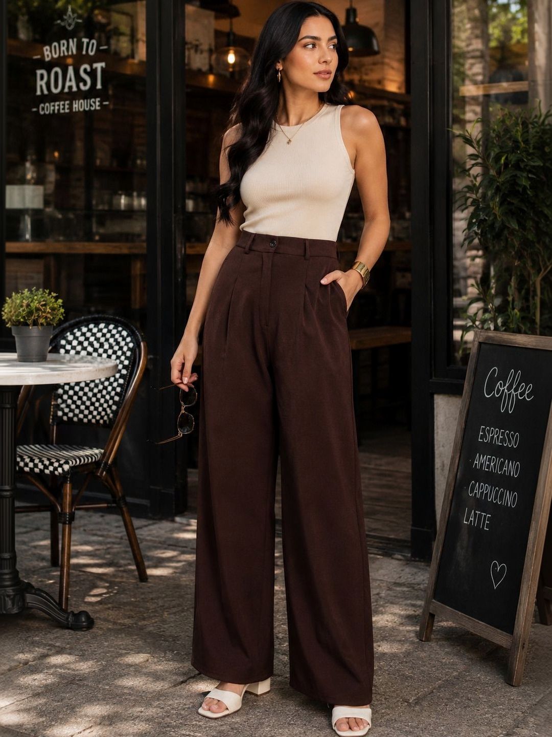 SZN Women Relaxed Easy Wash Pleated Trousers-picture-10
