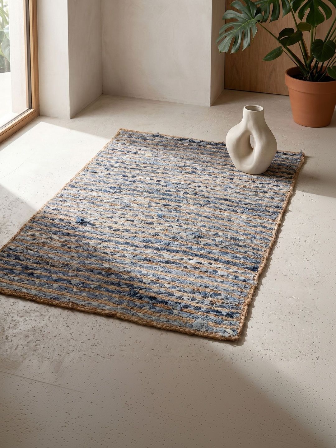 ASTERLANE Brown Striped Handmade Cotton Carpet-picture-20