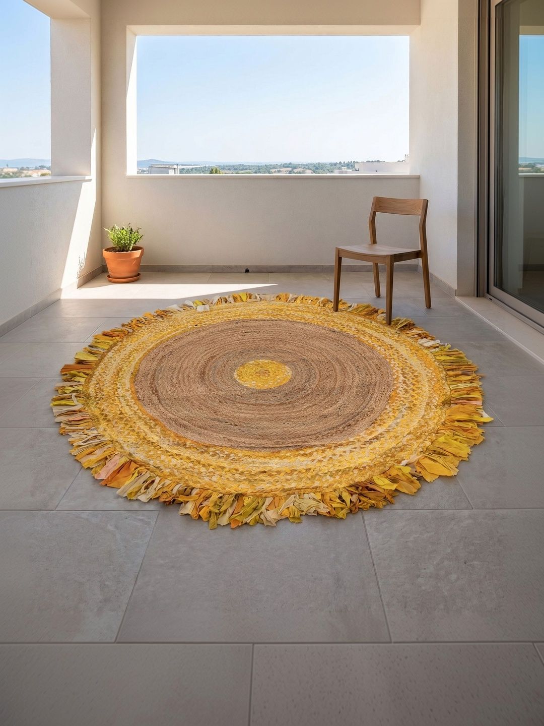 ASTERLANE Yellow Abstract Handmade Cotton Carpet-picture-51