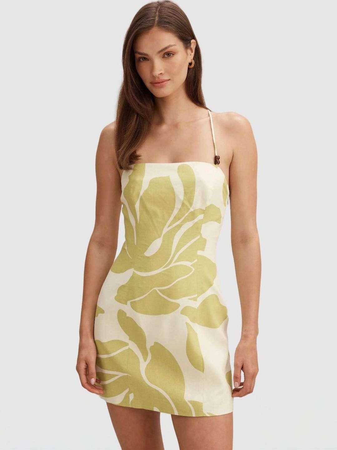 Forever New Floral Print Halter Neck Linen Sheath Mini Dress-picture-19