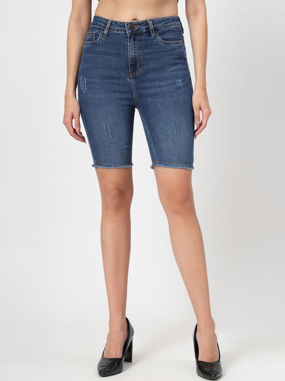 COSMIC Women Slim Fit High-Rise Denim Shorts-picture-42