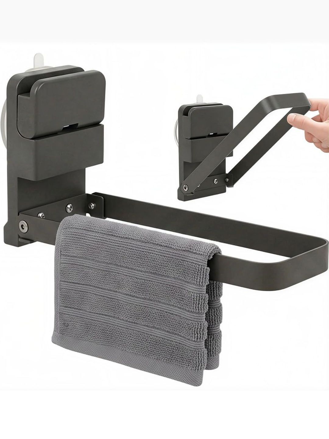 MAYCREATE Grey & Grey Solid Metal Towel Holder-picture-34