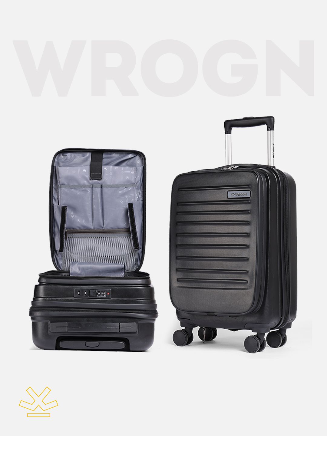 wrogn WRONG Textured Hard Cabin Suitcase Trolley Bag- 50L-picture-19