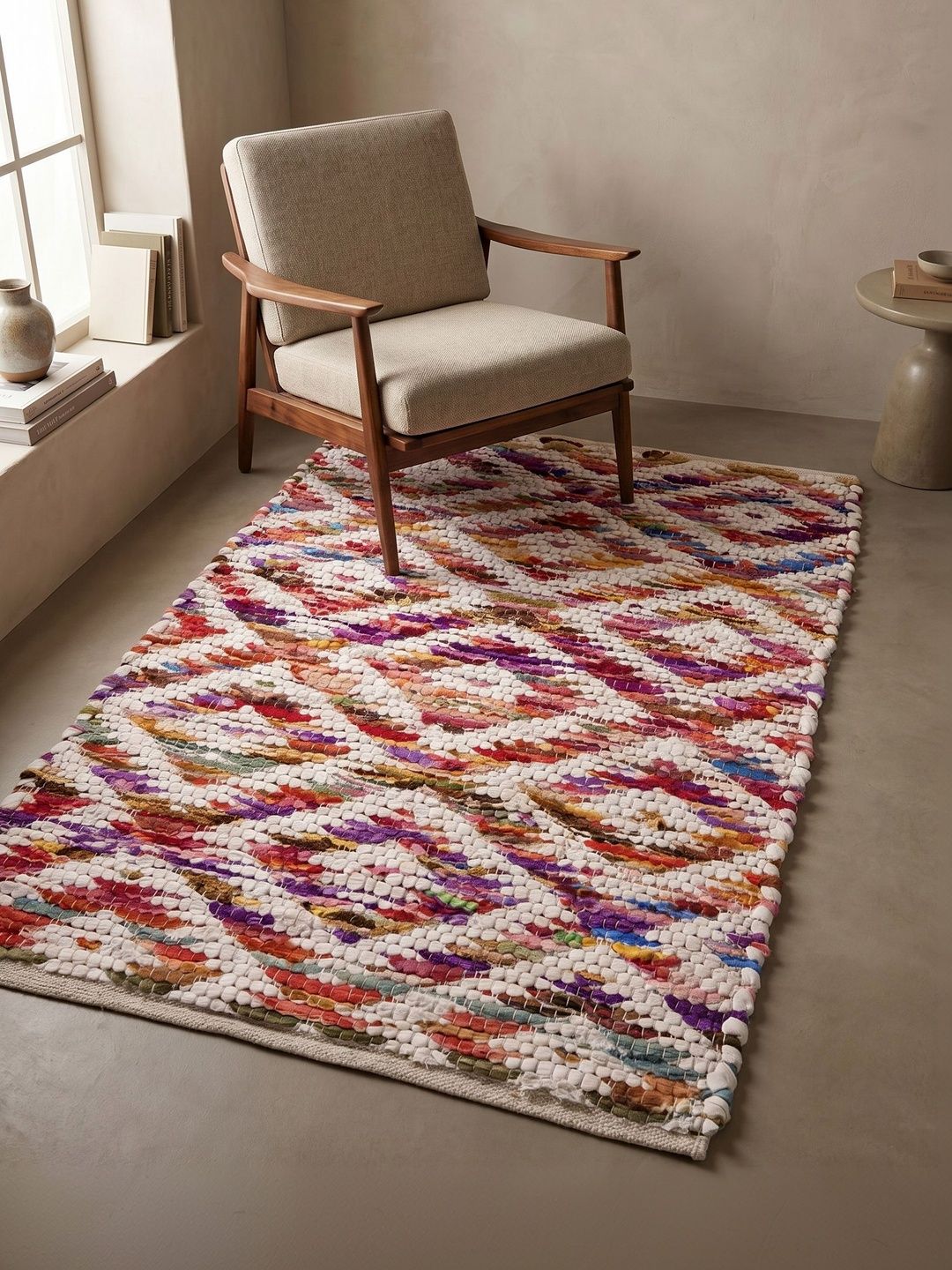 ASTERLANE White Geometric Handmade Cotton Carpet-picture-26