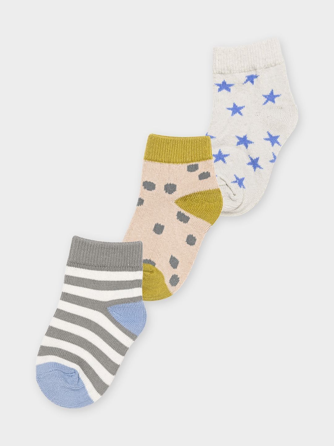 MiArcus Unisex Kids Pack of 3 Cotton Blend Patterned Ankle Length Socks-picture-32