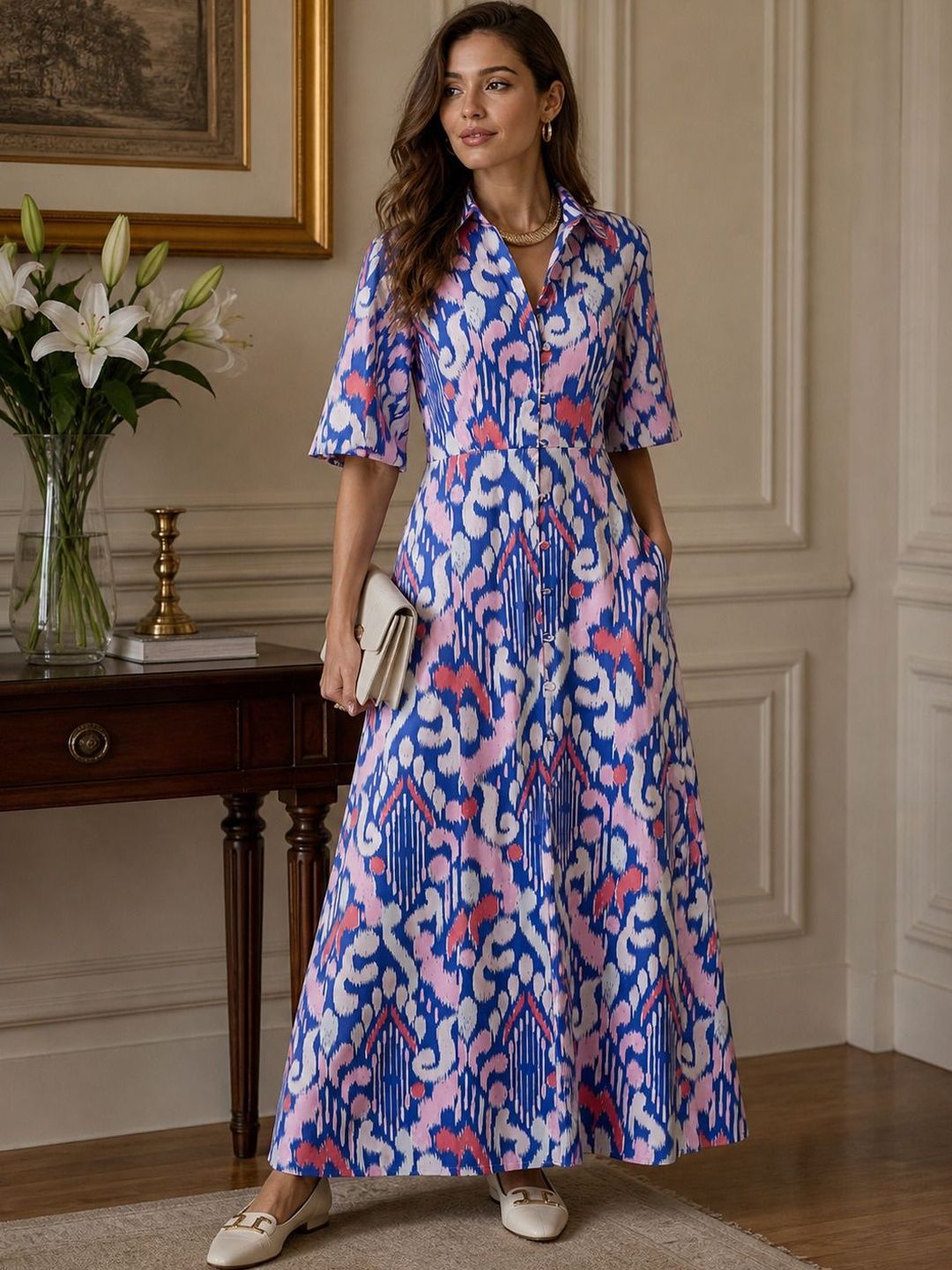 StyleStone Print Shirt Maxi Dress-image-28