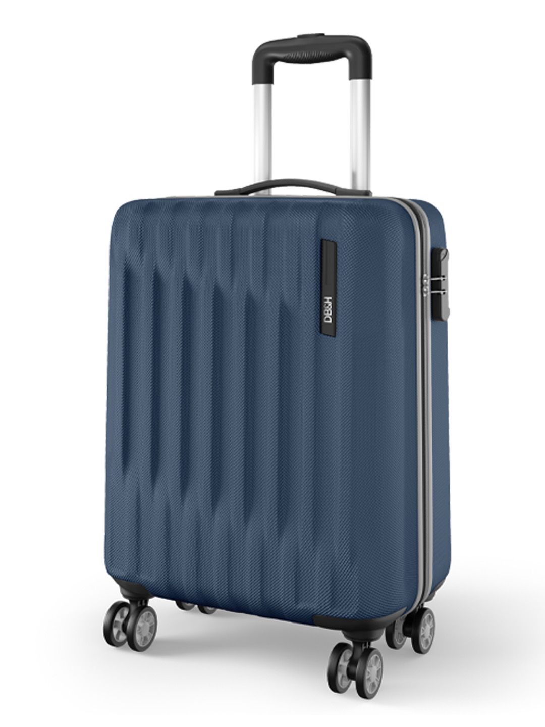 DB&H Cleo Blue Polycarbonate 8 Wheel Hard Sided Cabin Trolley Bag Suitcase 56cm-image-8