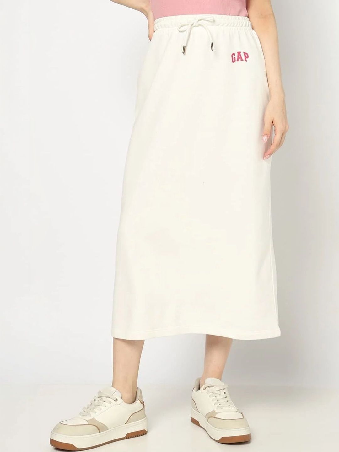 GAP Women Cotton Graphic Graphic Print Others Back Slit Midi Straight Skirt-image-2