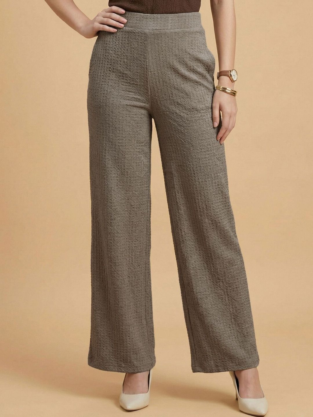 GIRL CNTRL Women Textured Straight Fit Easy Wash Trousers-picture-57
