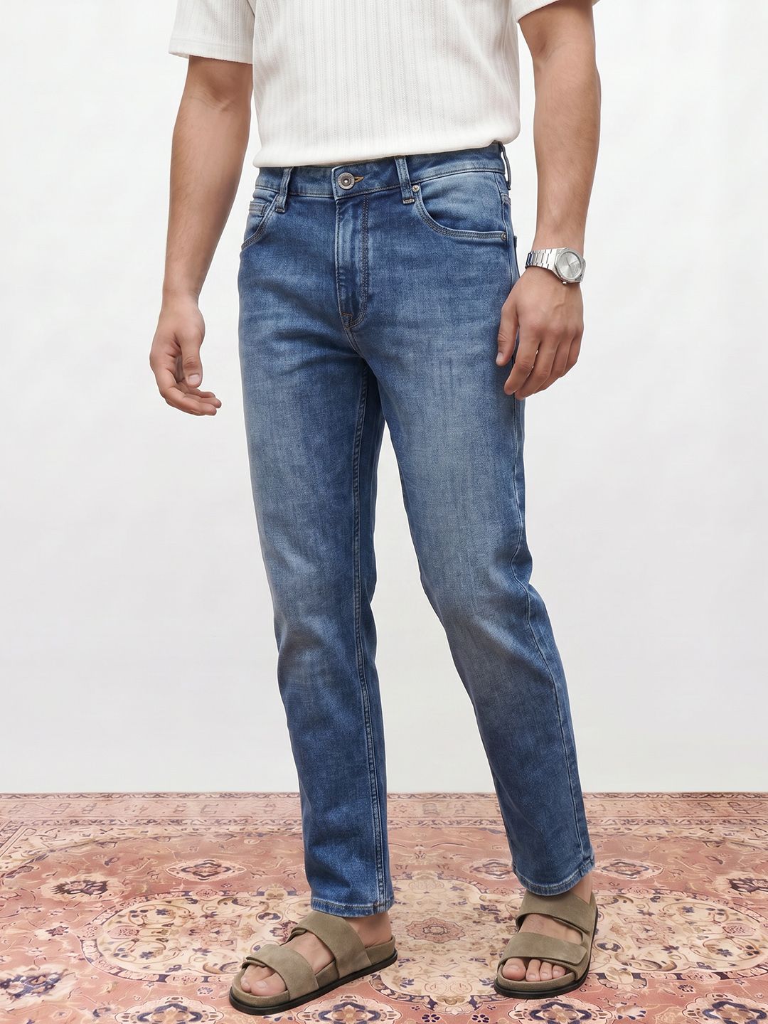 Mr Bowerbird Men Straight Fit Light Fade Stretchable Jeans-picture-14
