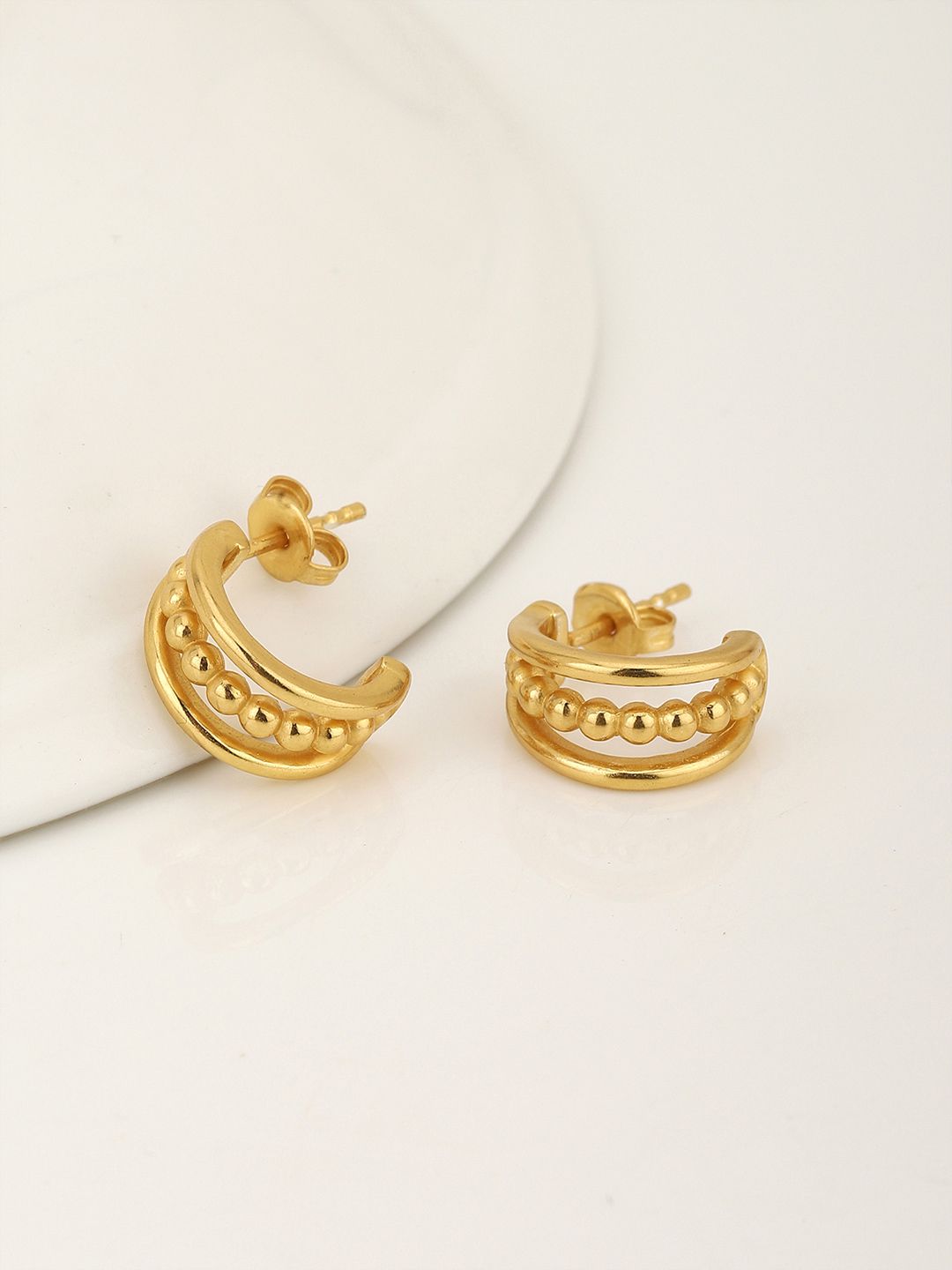 Carlton London 18KT Gold-Plated Contemporary Half Hoop Earrings