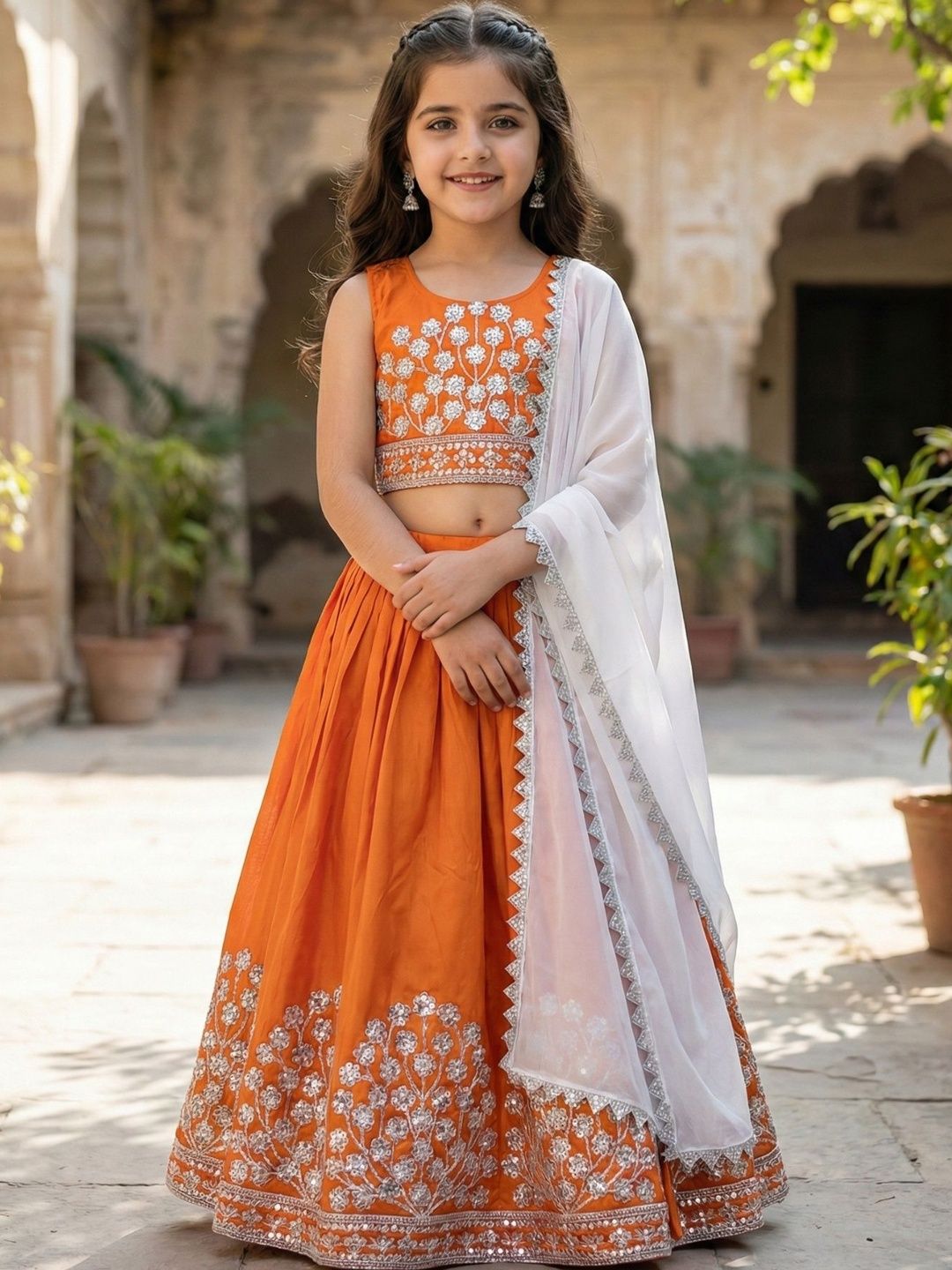 KALINI Girls Embellished Sequinned Ready to Wear Lehenga & Blouse With Dupatta-picture-43