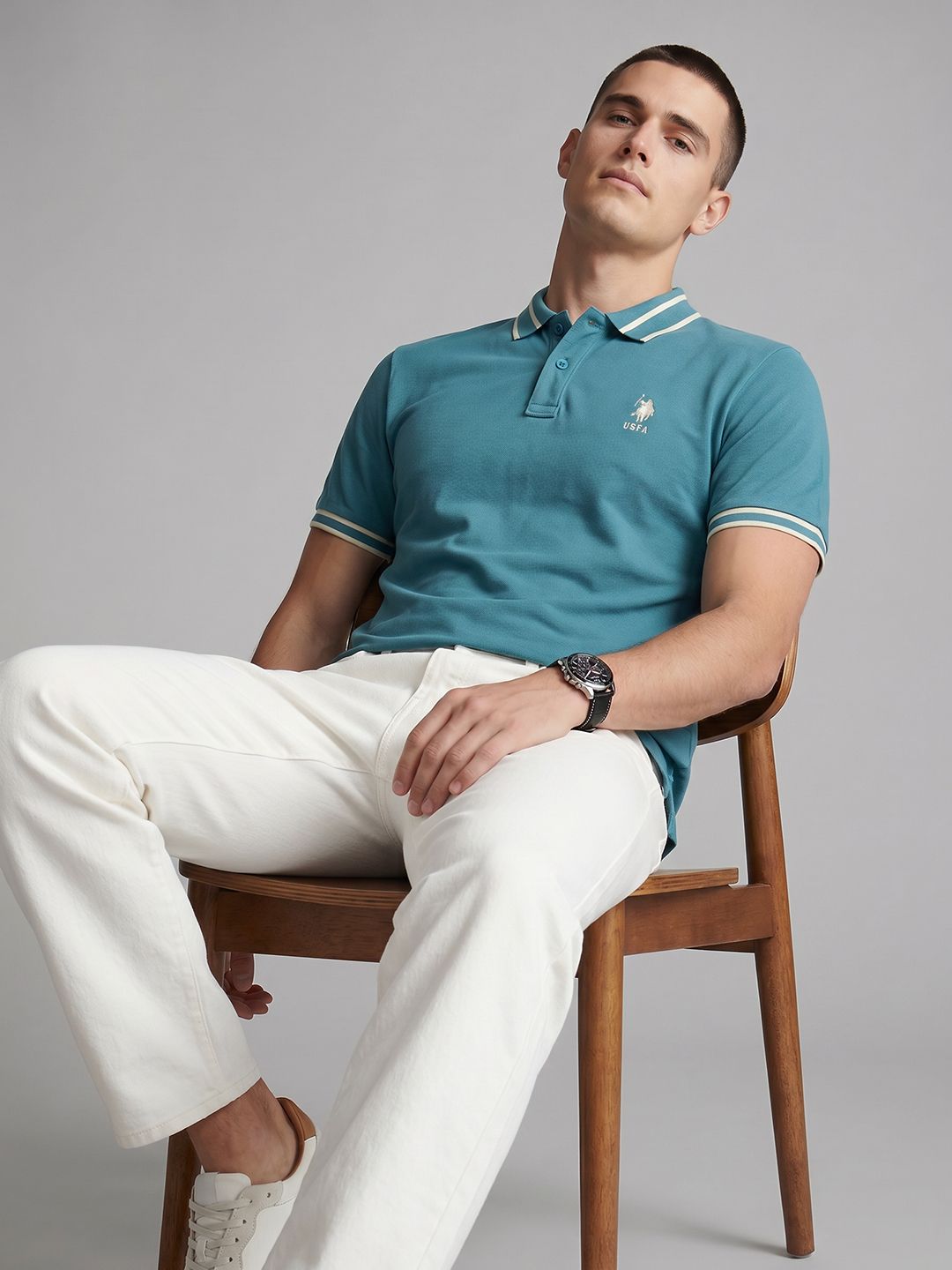 U.S. Polo Assn. Polo Collar Embroidered Pure Cotton T-shirt-image-12