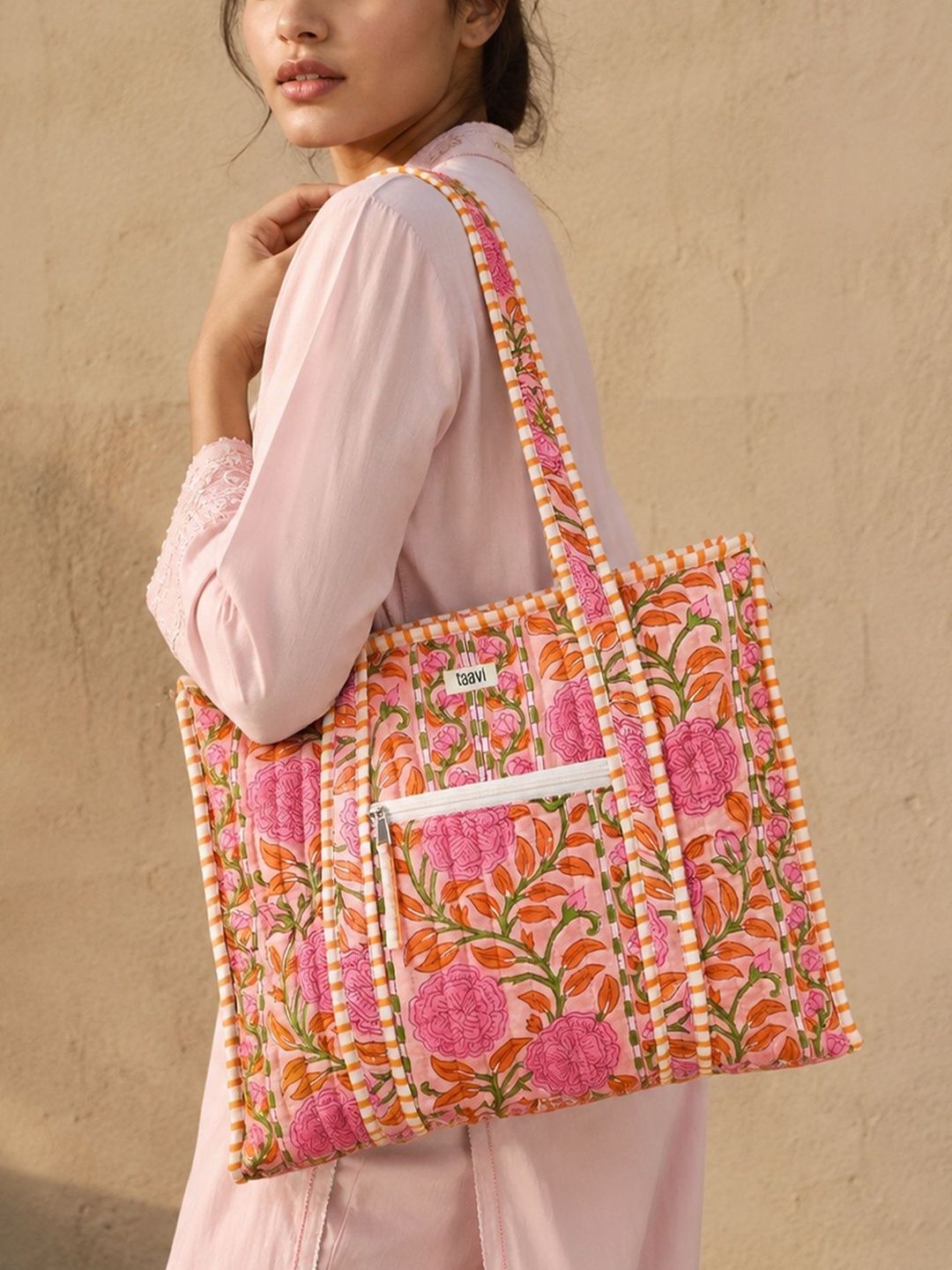 Taavi Women Printed Quilted Cotton Tote Bag-picture-47